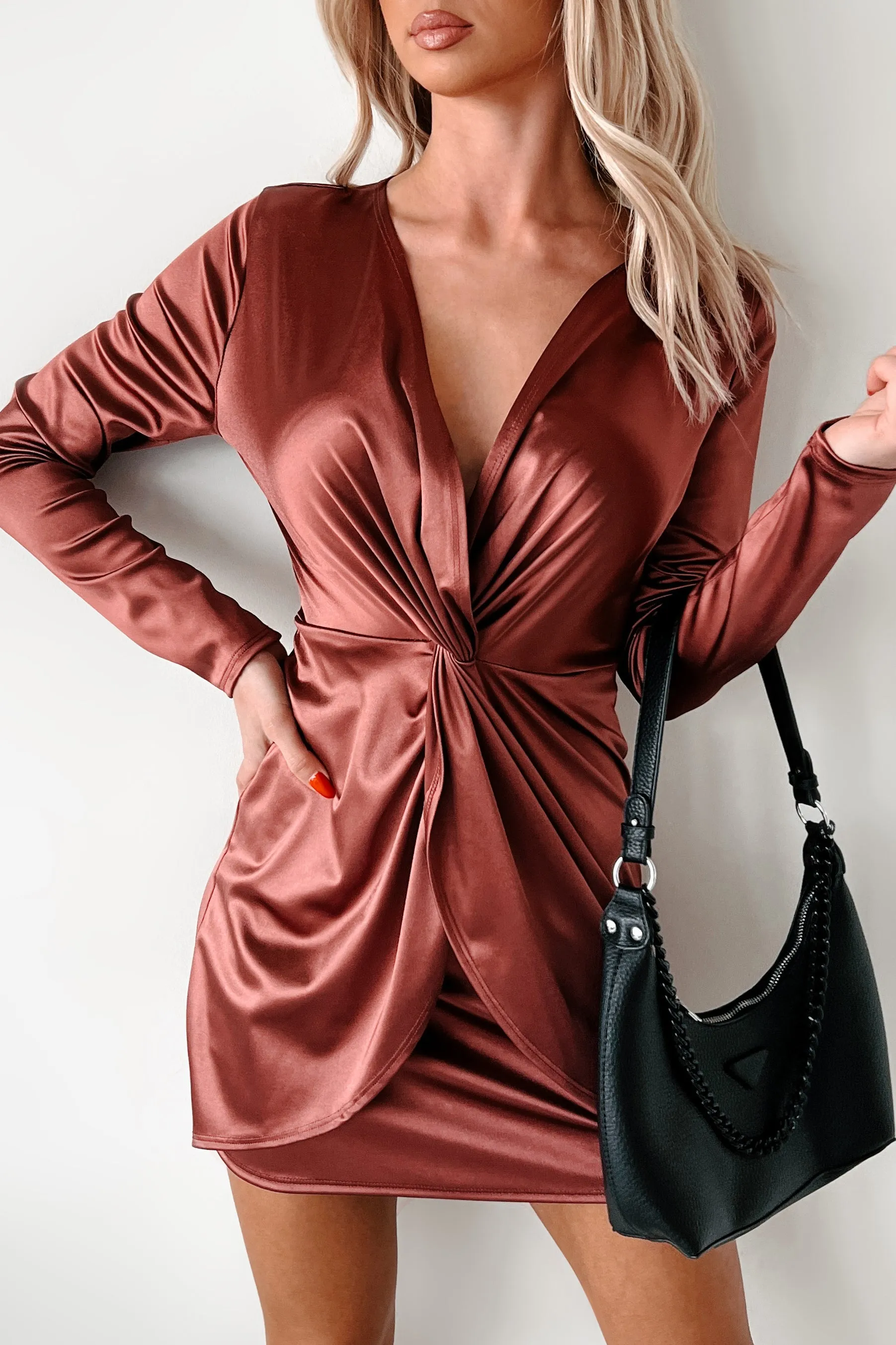 Complete Devotion Twist Knot Mini Dress (Marsala) Vibrant Fashion Look