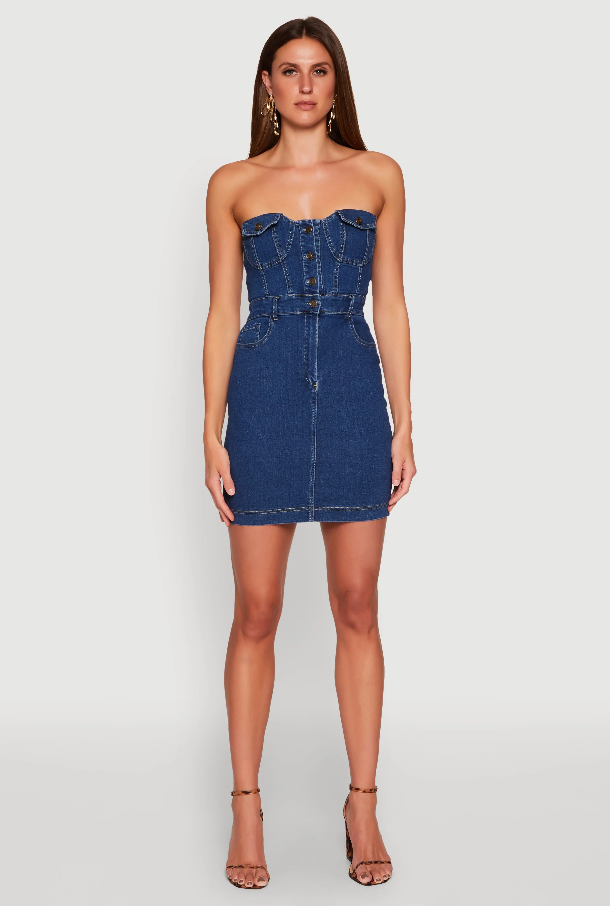 Snag Free Haute Monde Strapless Denim Bodycon Mini Dress
