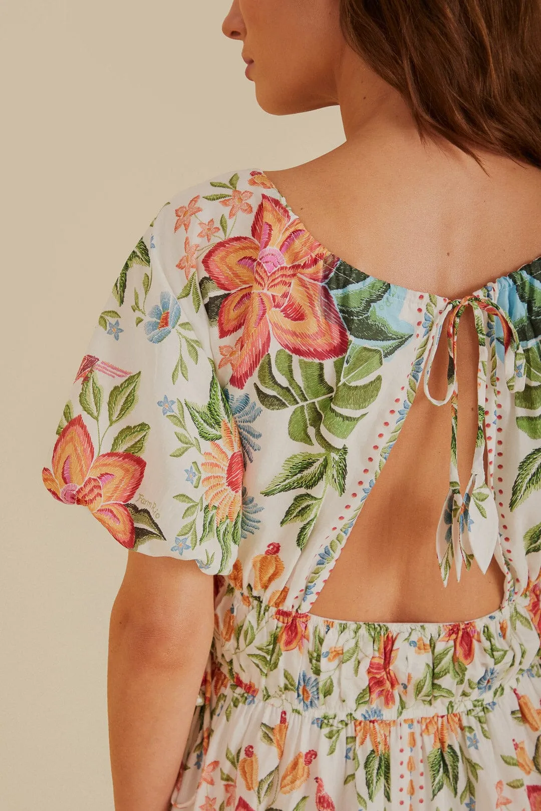 Off-White Bloom Garden Euroflax?Premium Linen Mini Dress Feminine flattering short gown Edge Mode