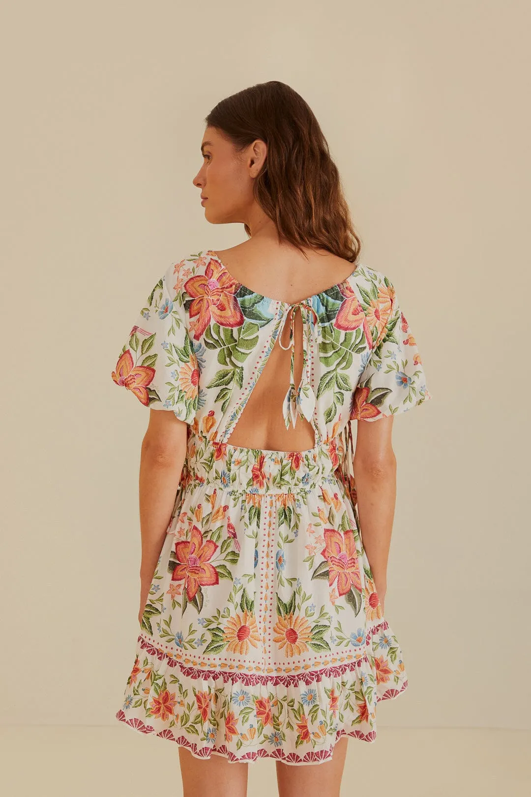 Off-White Bloom Garden Euroflax?Premium Linen Mini Dress Water Repellent Coating Day-to-evening versatile mini