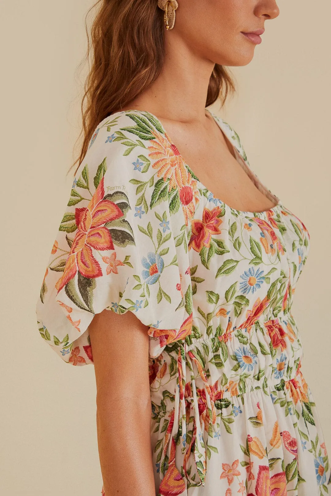 Off-White Bloom Garden Euroflax?Premium Linen Mini Dress Secure fastening Casual Chic Wear