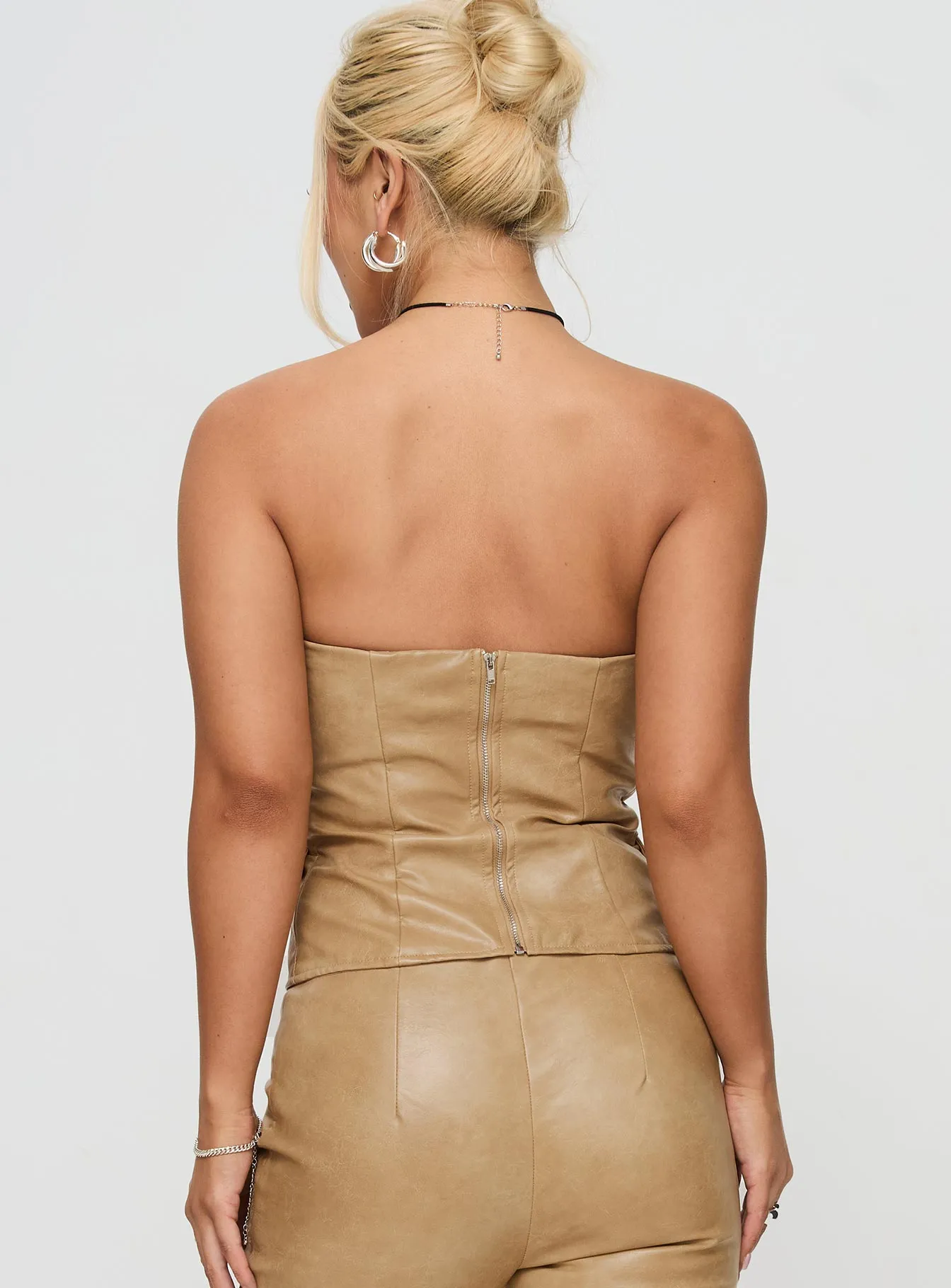 Anaheim Strapless Top Beige Eco Friendly Fabric