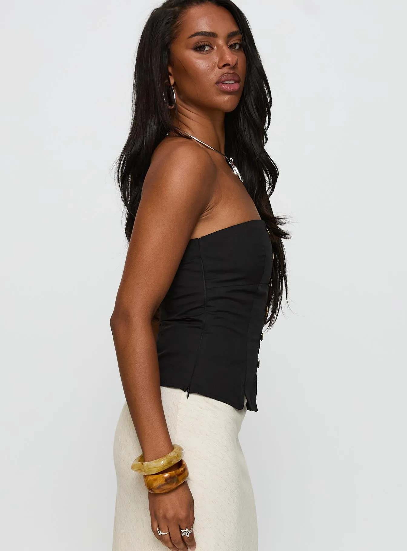 Multi Panel Construction Airflow Mesh Insert Analeia Strapless Top Black