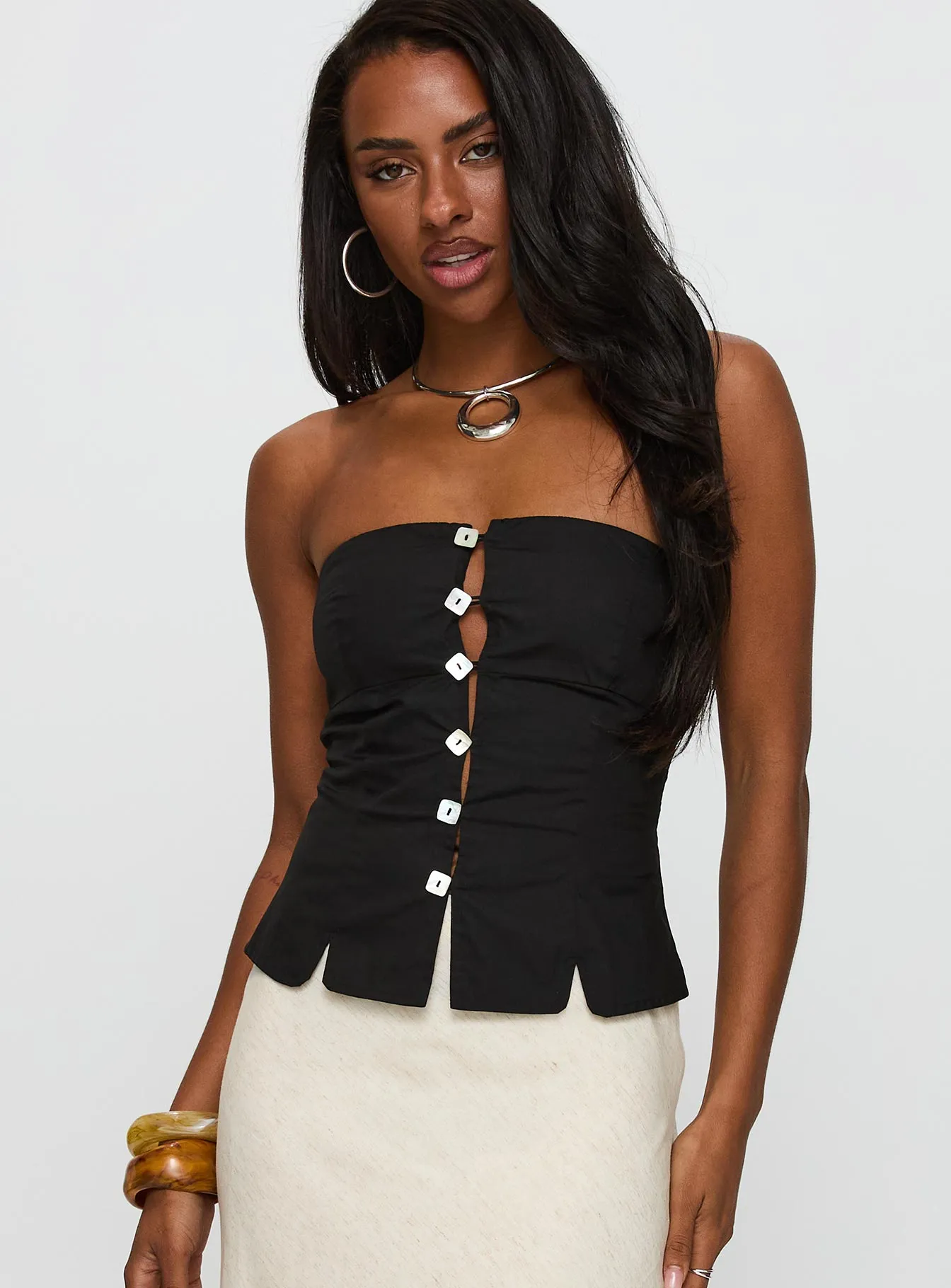 Analeia Strapless Top Black Hidden Pocket