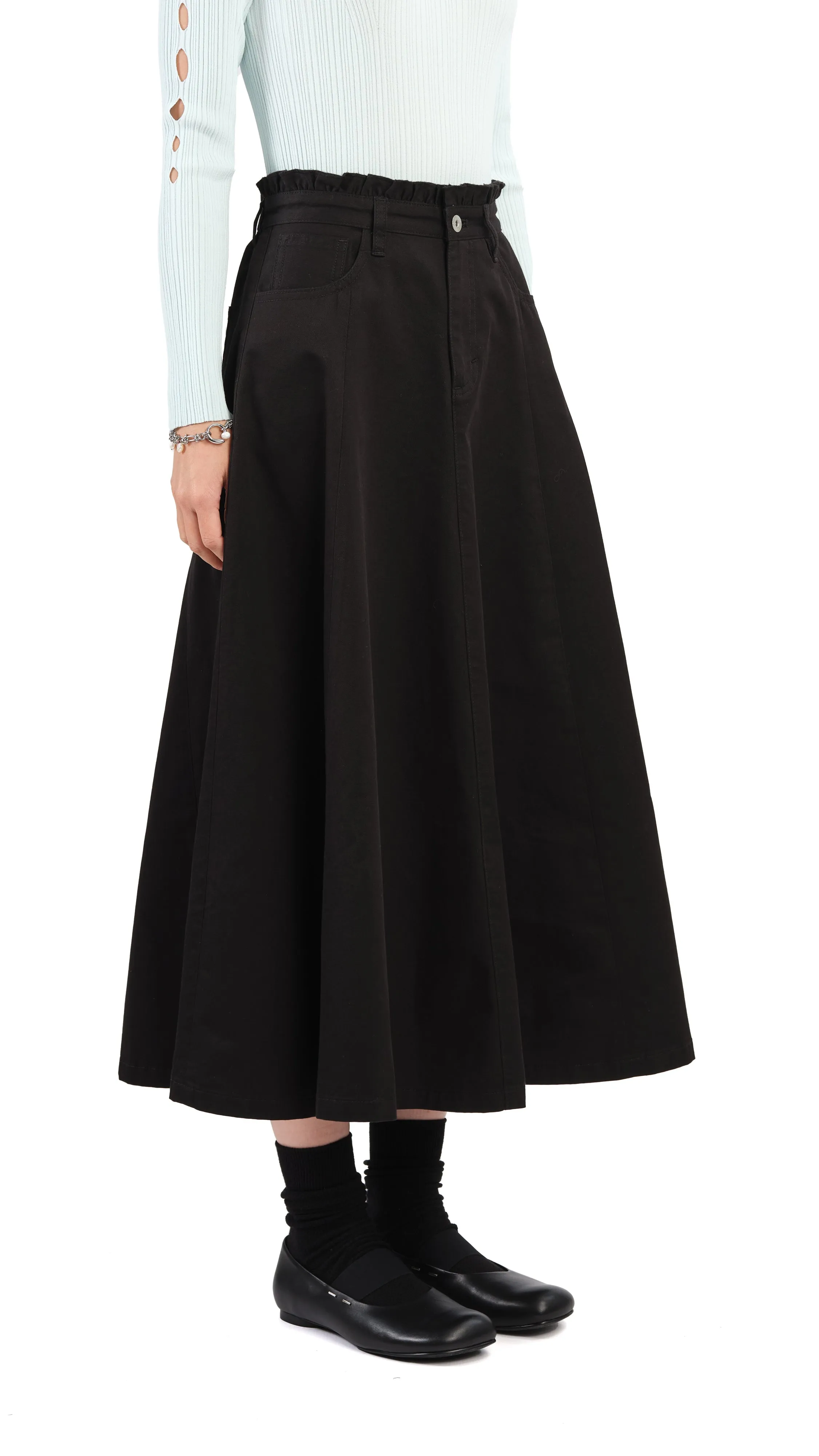 Ruffles Trim Skirt Detachable Tie Low Rise
