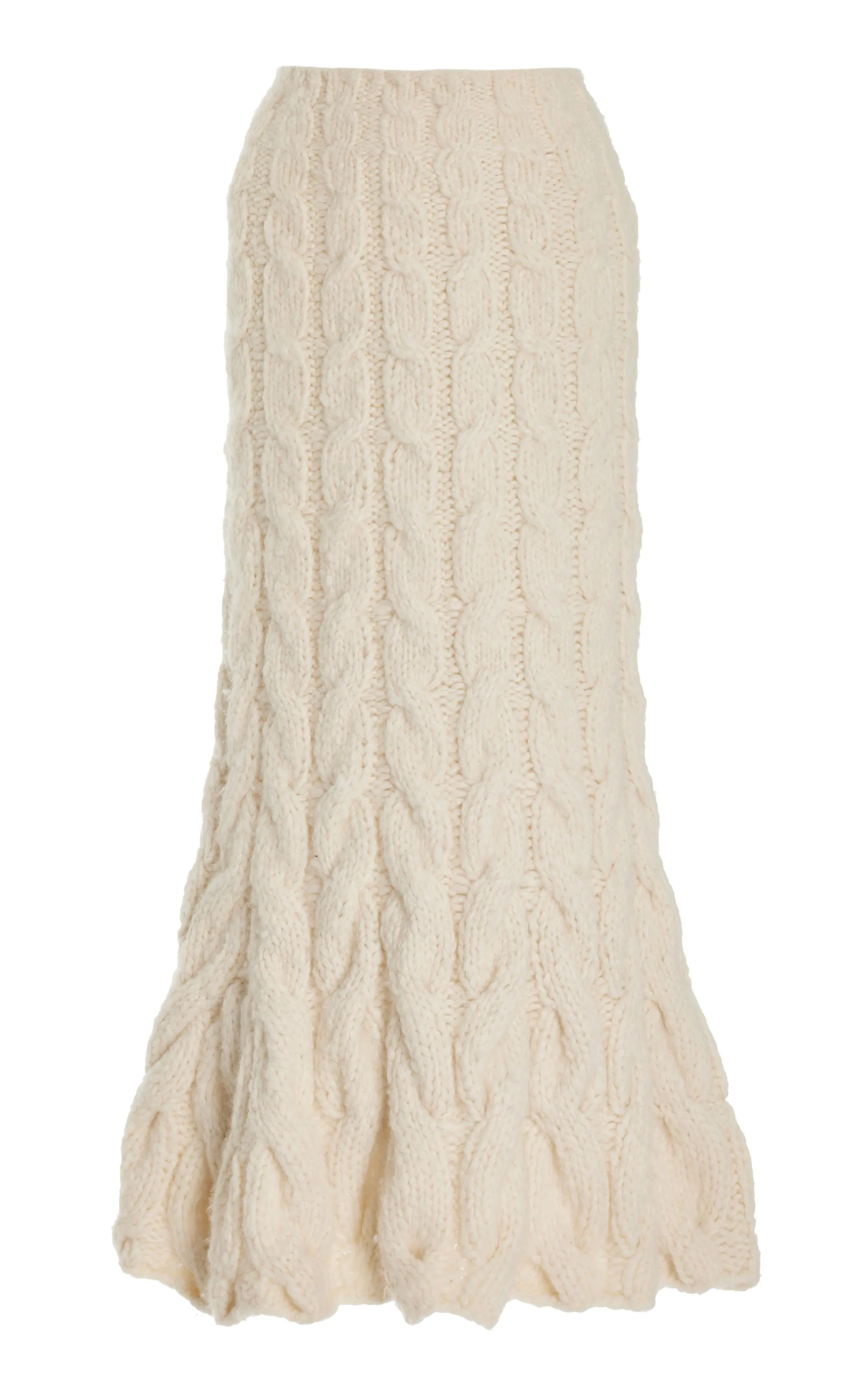 Sienna Knit Maxi Skirt in Ivory Welfat Cashmere Icon Glow