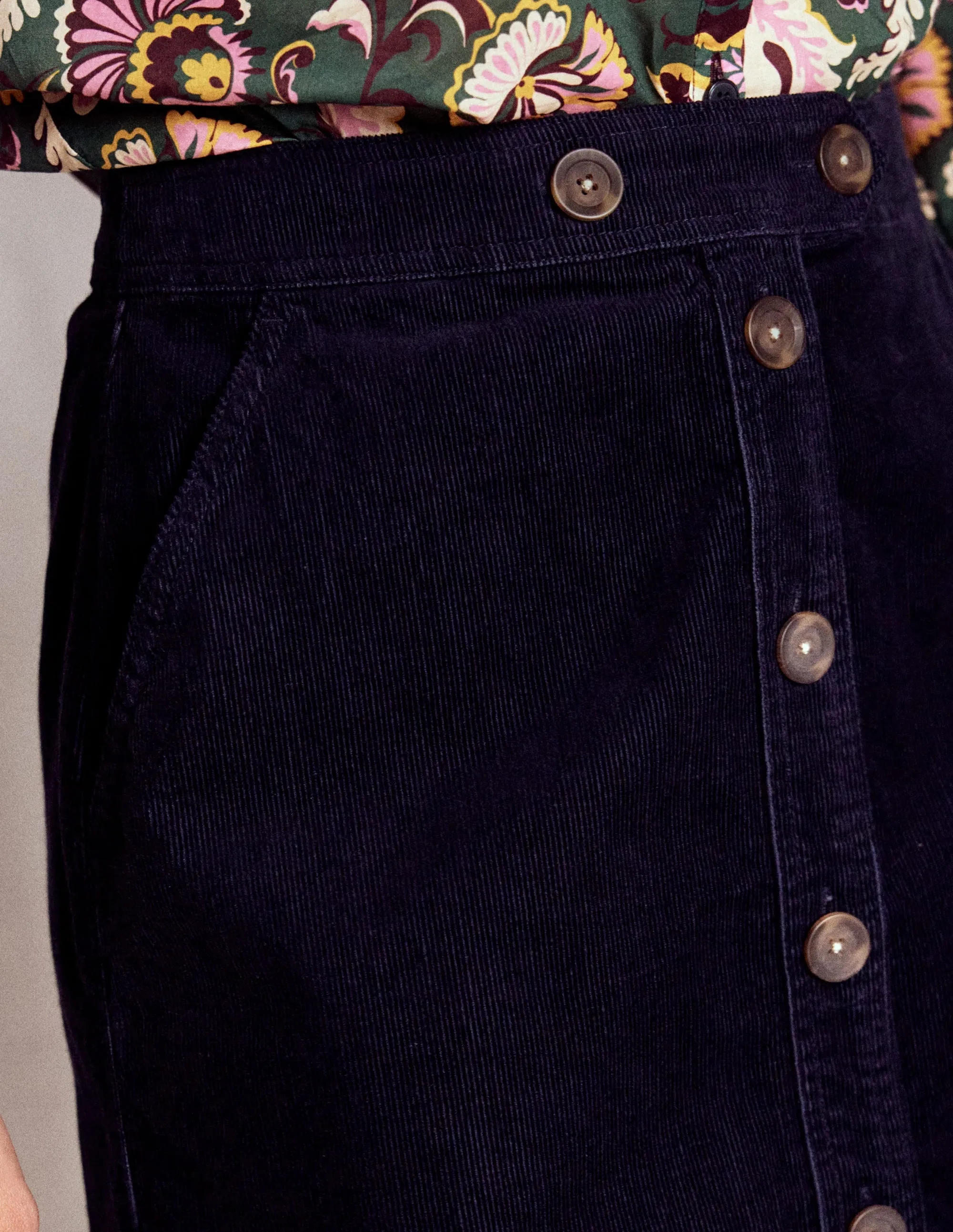 Cecelia Cord Skirt-Navy Global Inspiration Sleek Appeal