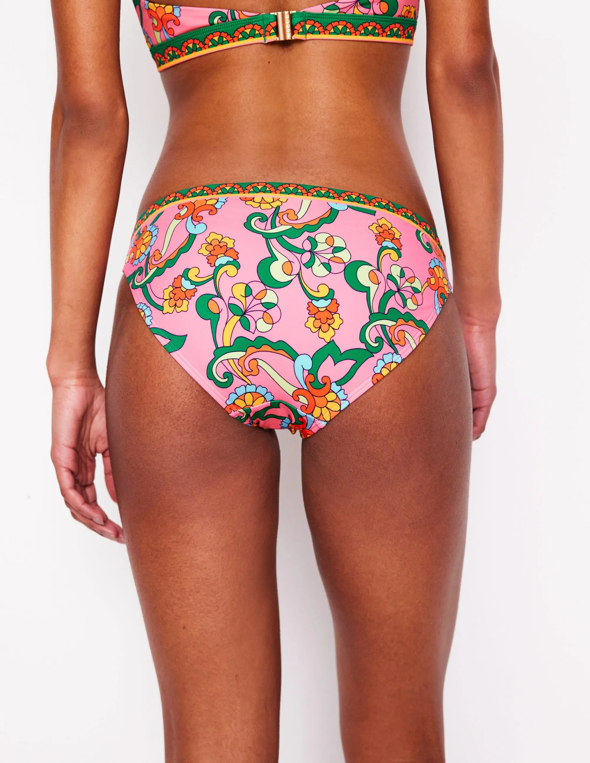 Water Resistant Fabric Non Restrictive Framework Classic Bikini Bottoms-Pink,