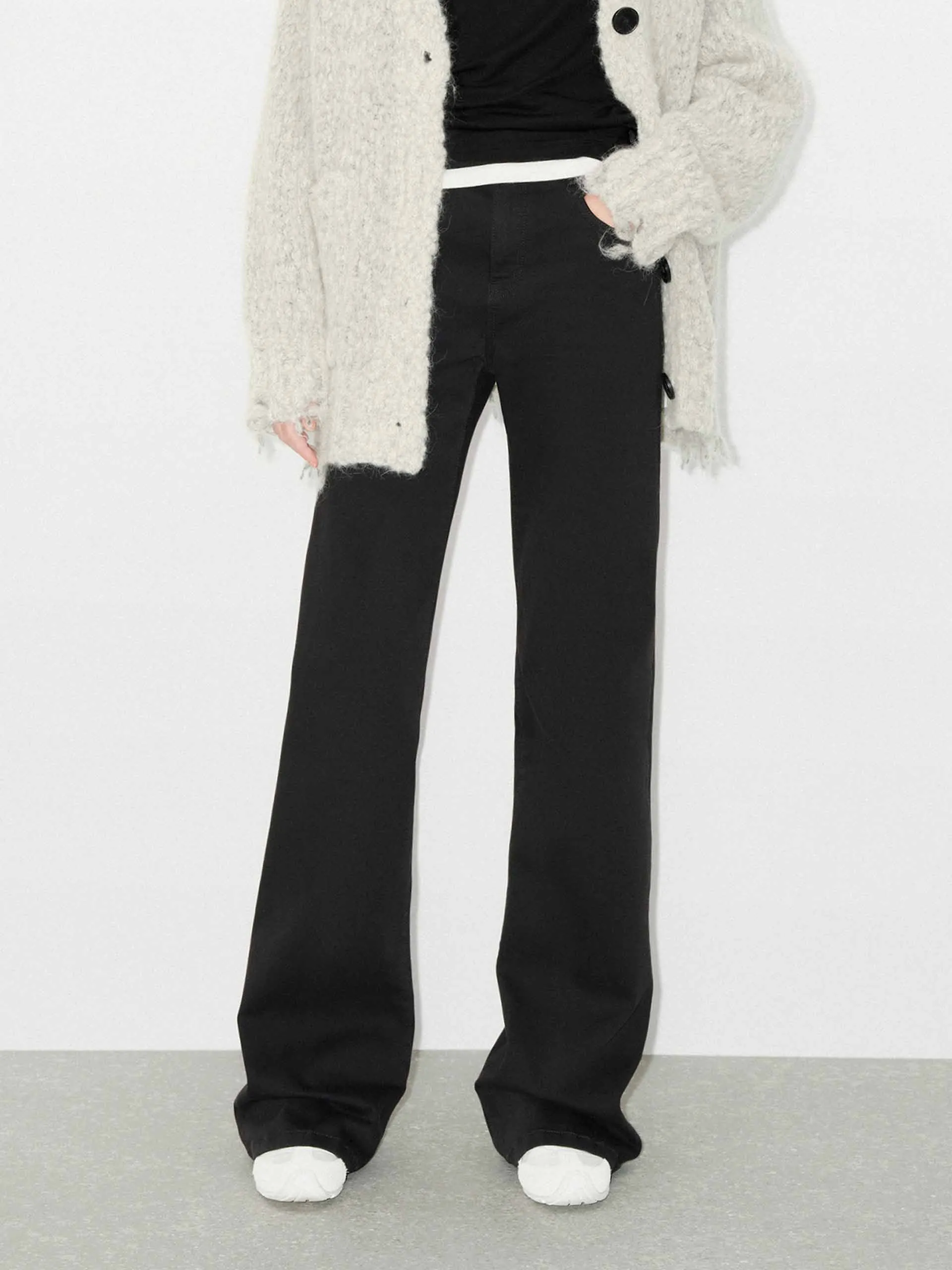 Sustainable Dye Methods Comfortable fit Cotton Blend Black Flared Jeans