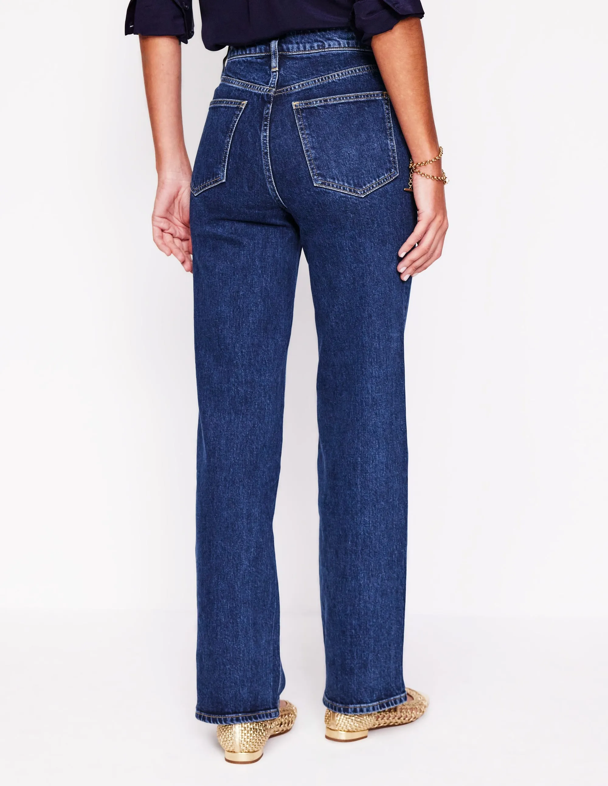 High Rise Column Leg Jeans-Dark Vintage All Season Fabric Weight Base Attire