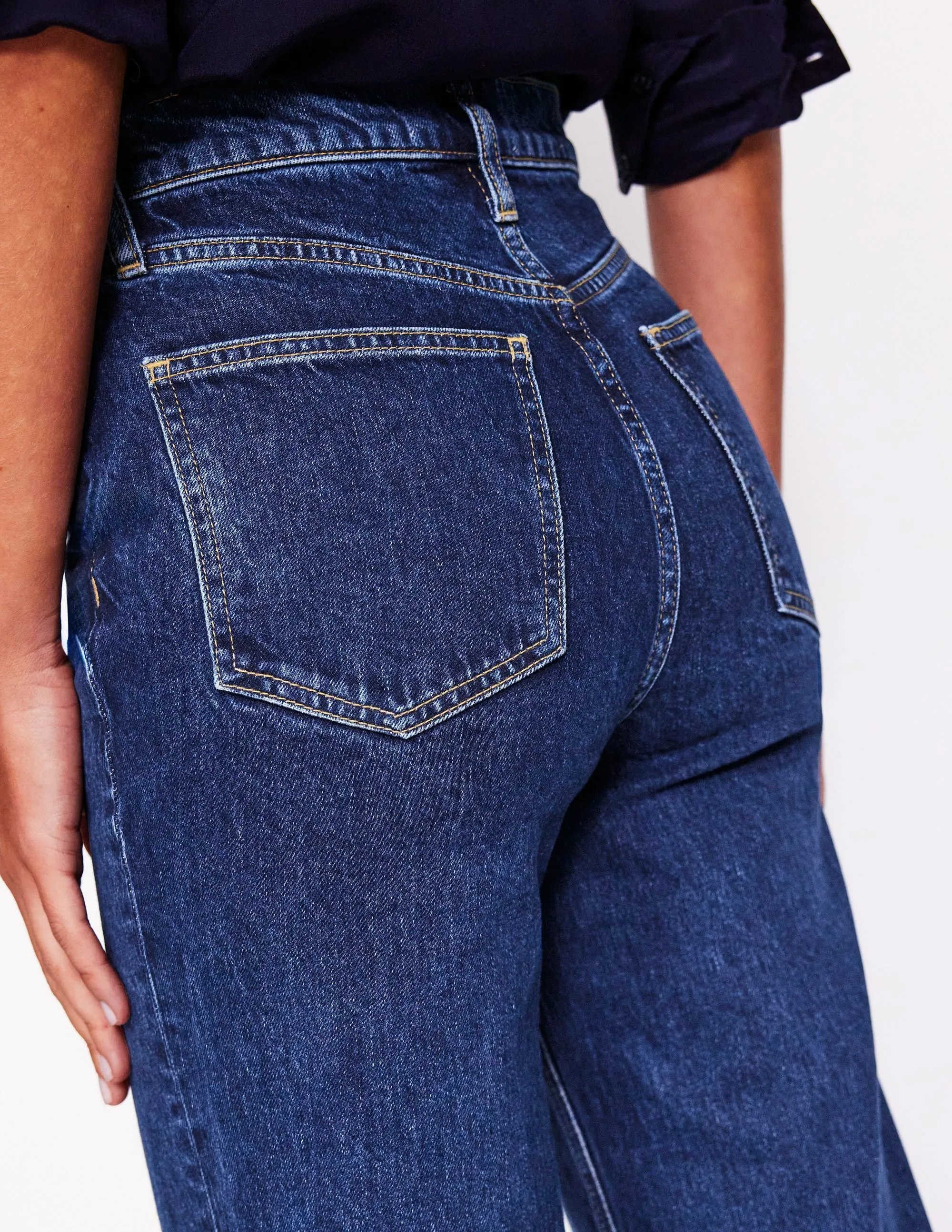 Trend Setter Sunny Vibes Core Layer High Rise Column Leg Jeans-Dark Vintage