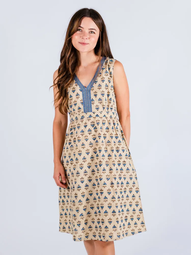 Jaya Sleeveless Dress - Blue Floral ButterSoftKnit