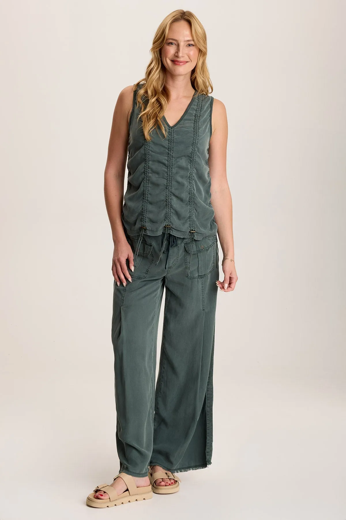 Harbor Style Mitzi Twill Cinched Cord Tank