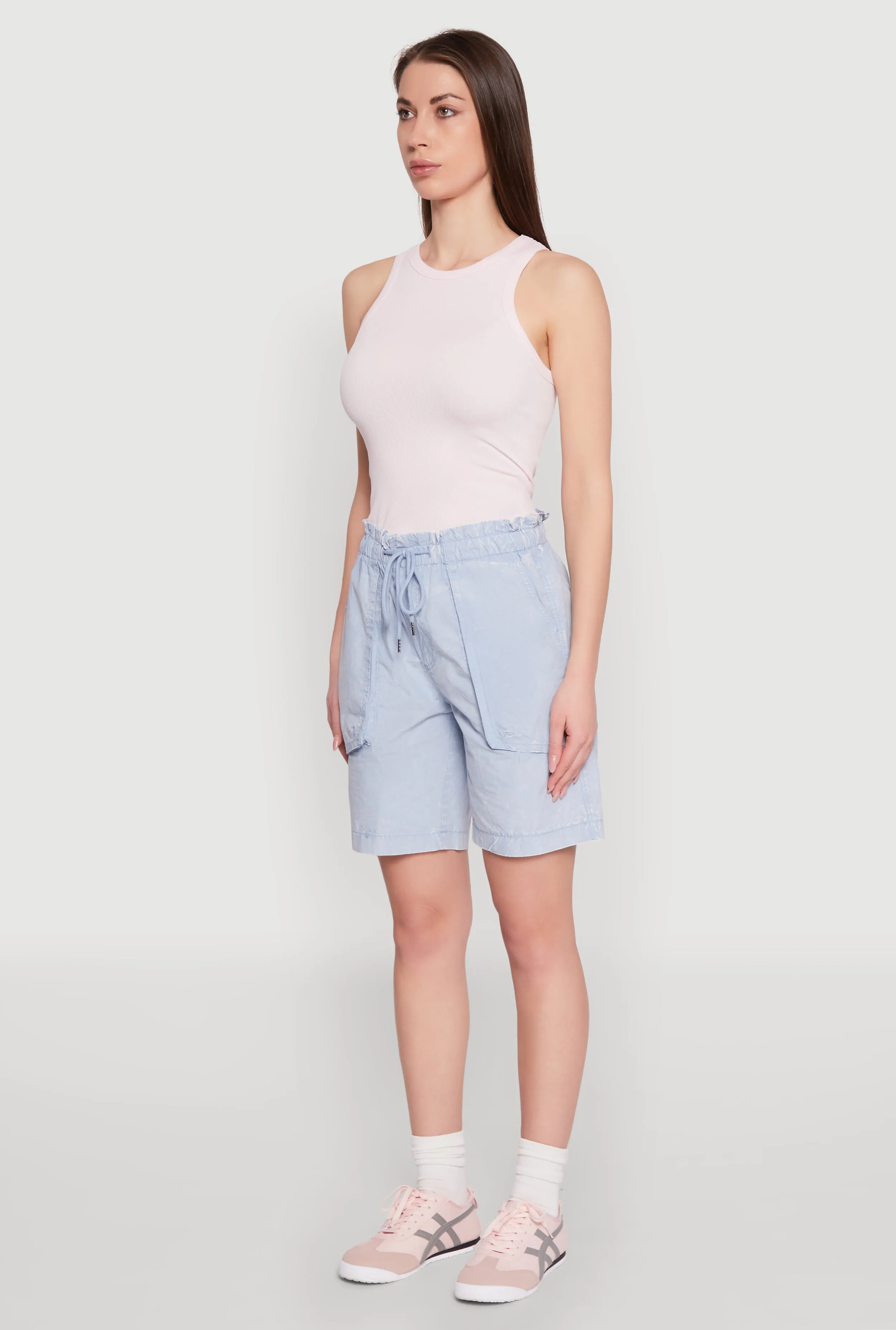 Poplin Drawstring Bermuda Shorts WrinkleFreeFabric