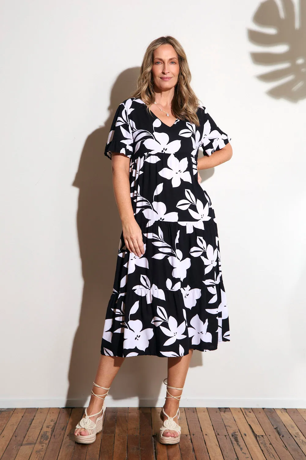 Sabrina Maxi Dress in Night Blooms Cherry Bloom