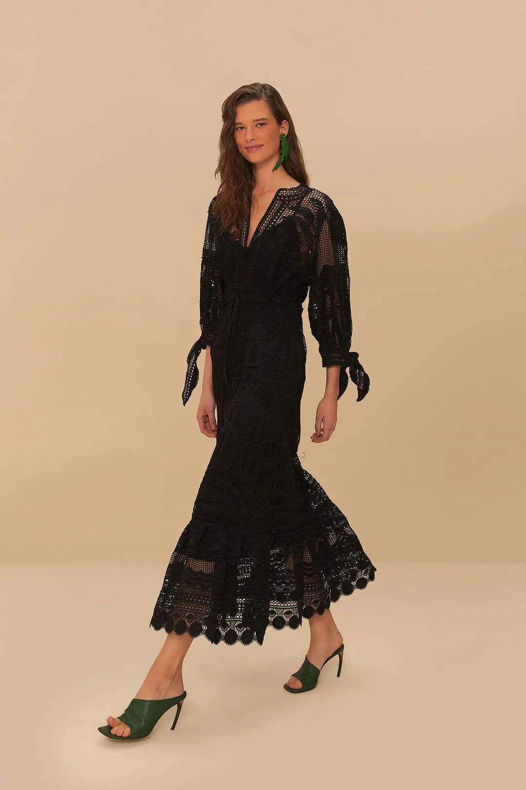 Black Morada Boa Guipure Maxi Dress The simple silhouette of this dress makes it easy to style for both day and night wear Net Soft