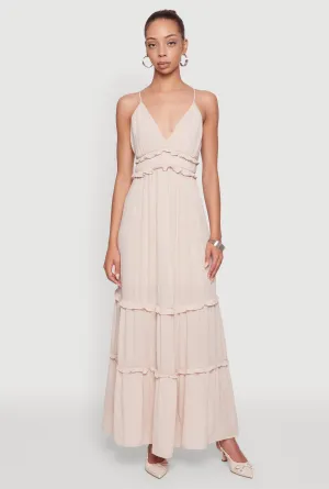 Gauze Knit Sleeveless Maxi Tiered Sundress Cool Air Cozy evening dress