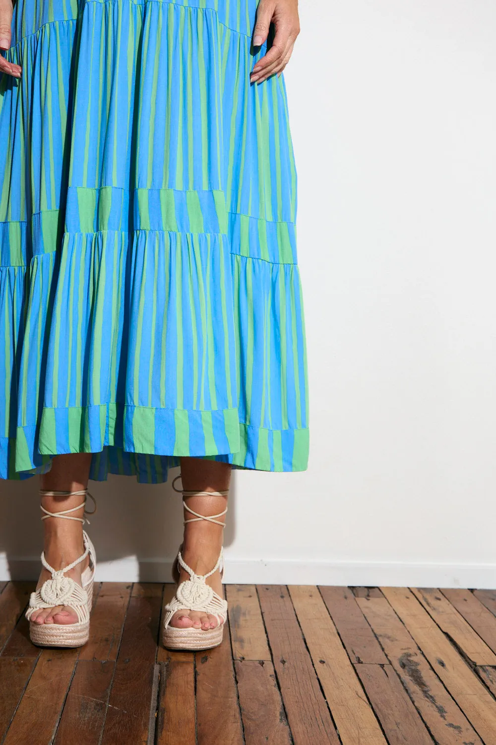 embroidery work Sabre V-Neck Dress in Tropical Spring