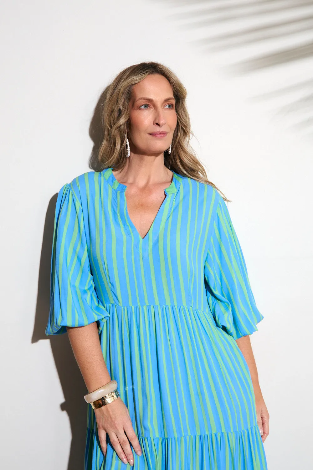 Roof View Sabre V-Neck Dress in Tropical Spring