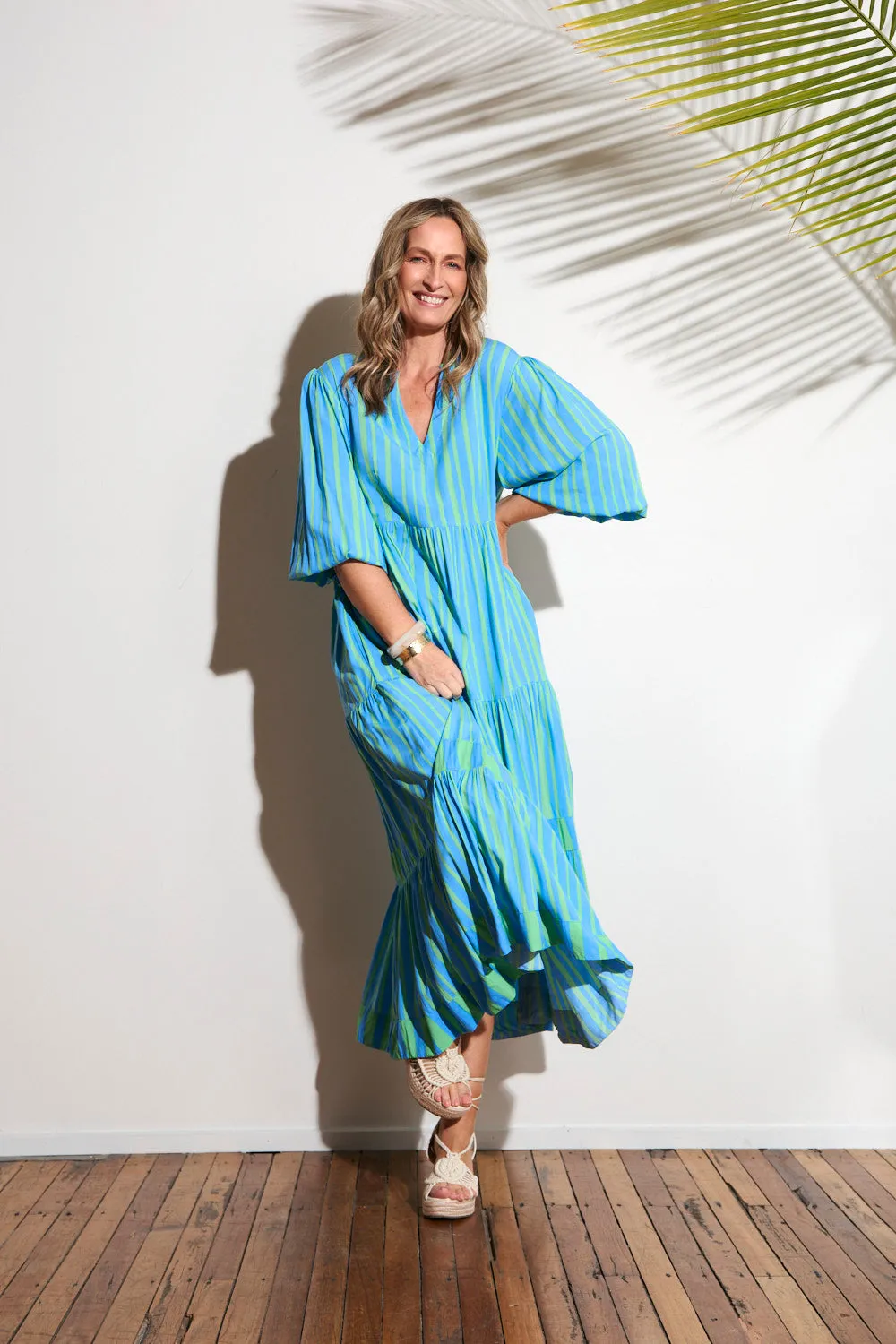 Perfect for layering or wearing on its own this dress adapts to any season Sabre V-Neck Dress in Tropical Spring
