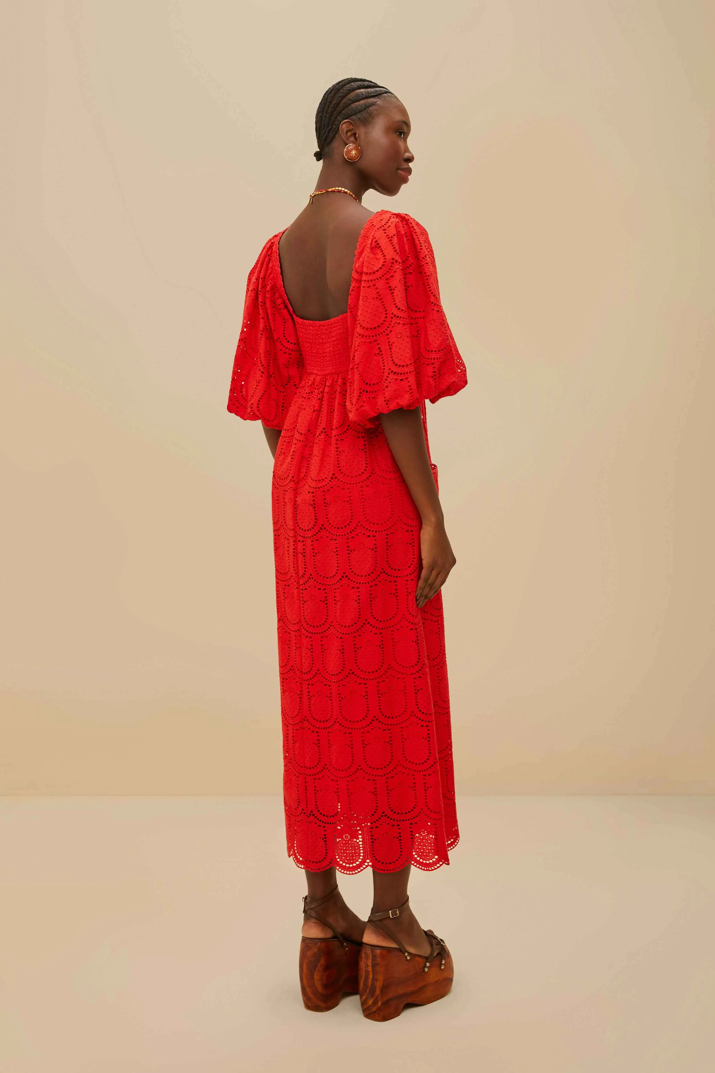 Red Pineapple Eyelet Maxi Dress Garden View dreamy vibe