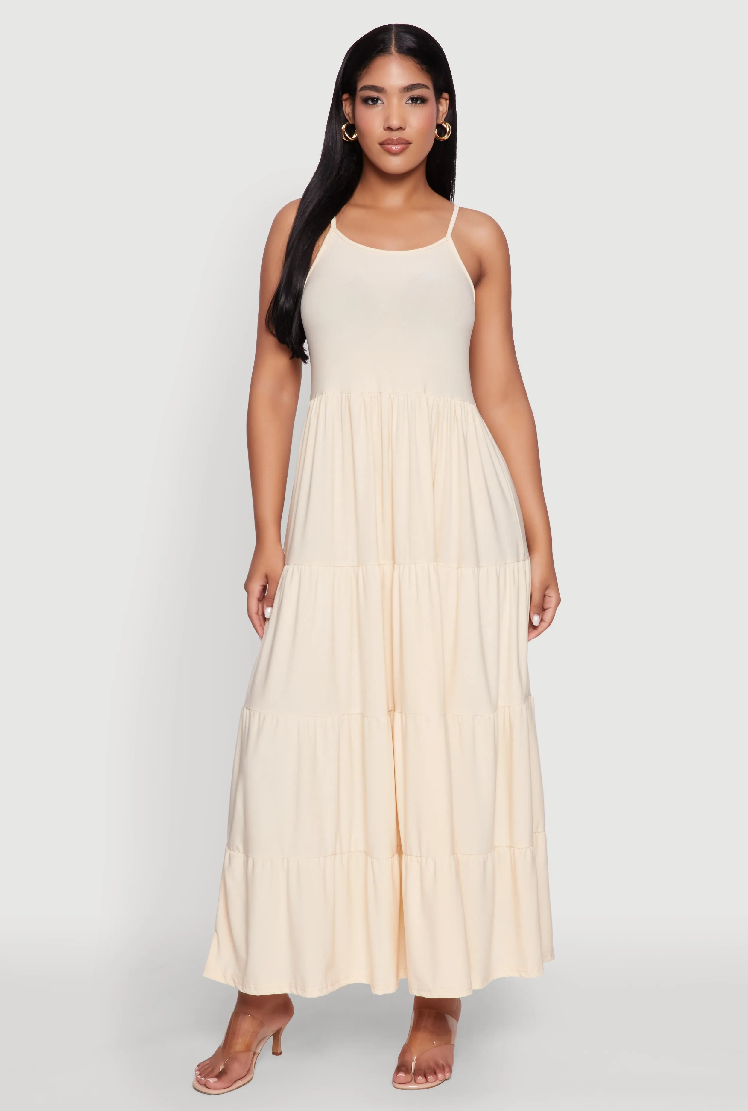 Scoop Neck Tiered Maxi Sundress Ethereal Air Iron Glow