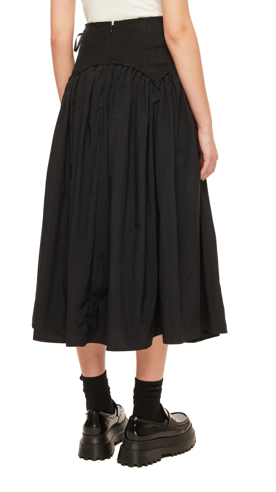 Material Innovation Tweed Lace-Up Skirt