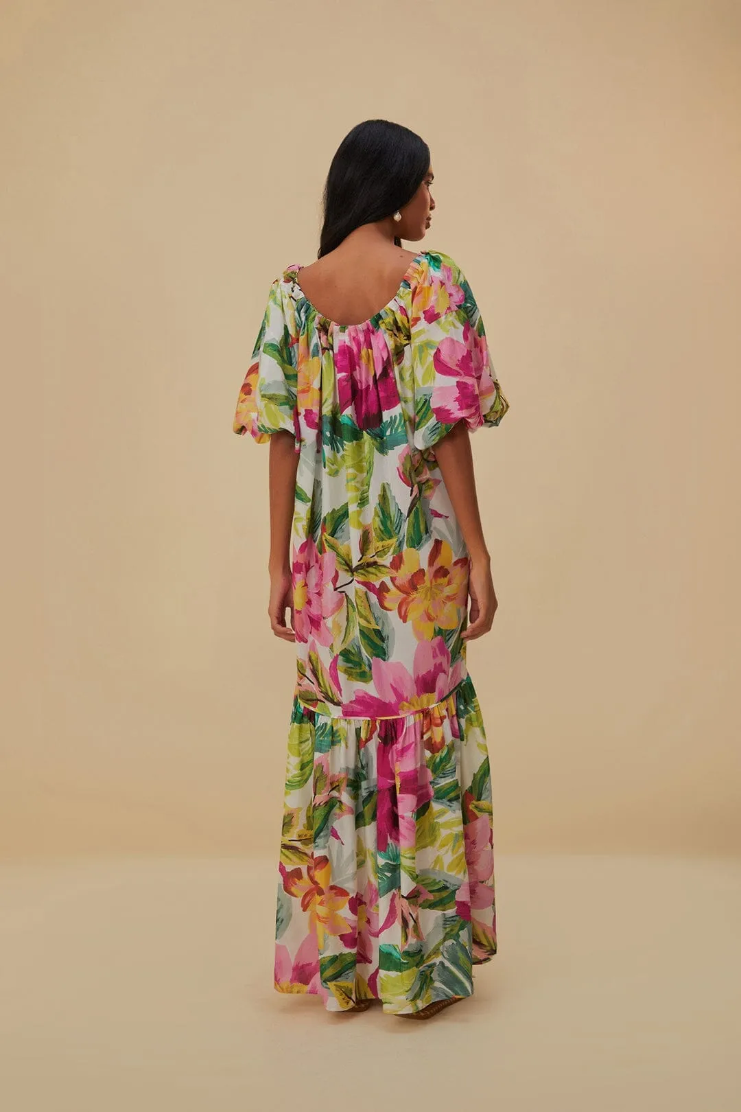 Off-White Painted Flowers Maxi Dress old town