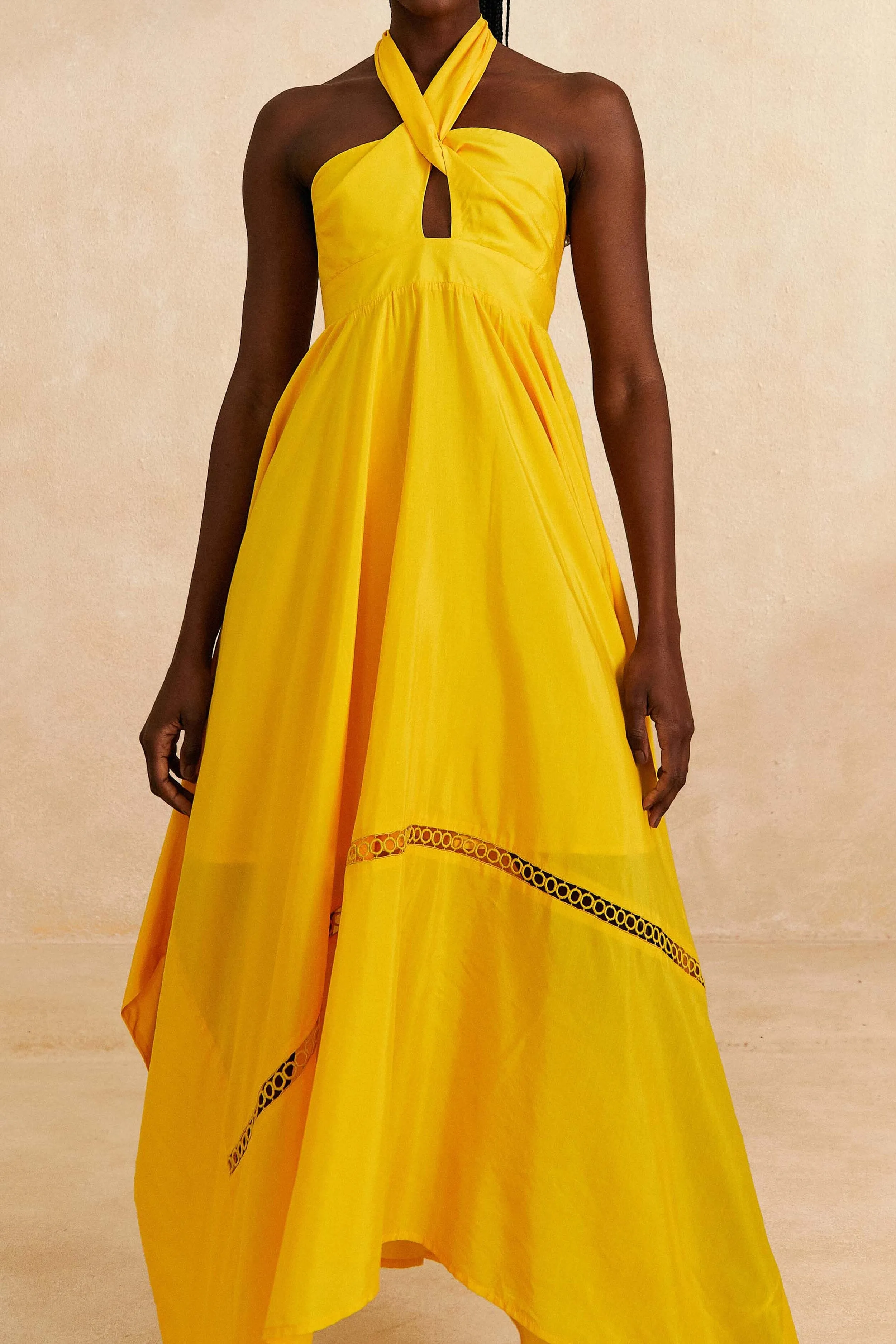 Lake View Formal outdoor event dress Yellow Sleeveless Maxi Dress