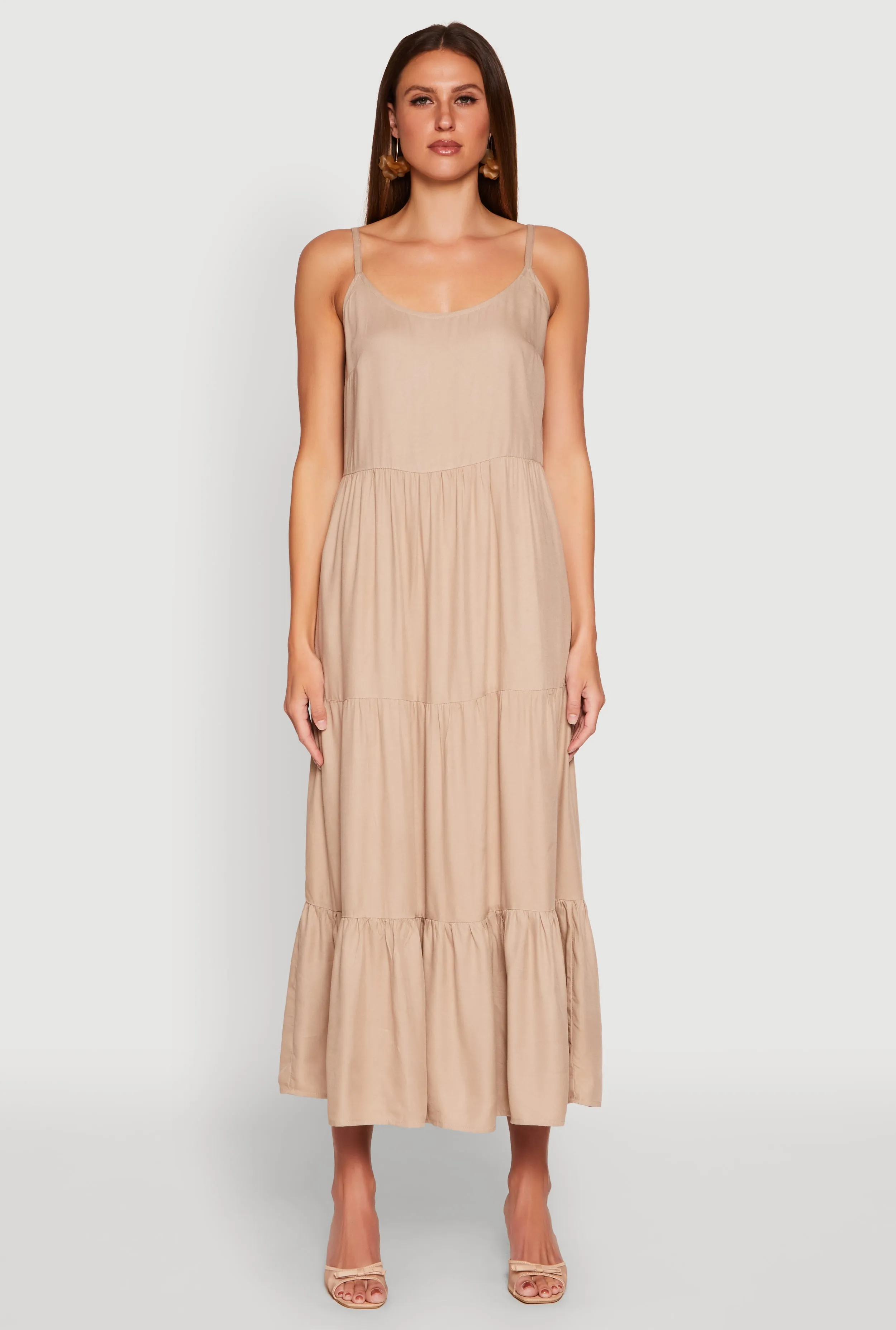 Scoop Neck Tiered Maxi Dress Sun Heat
