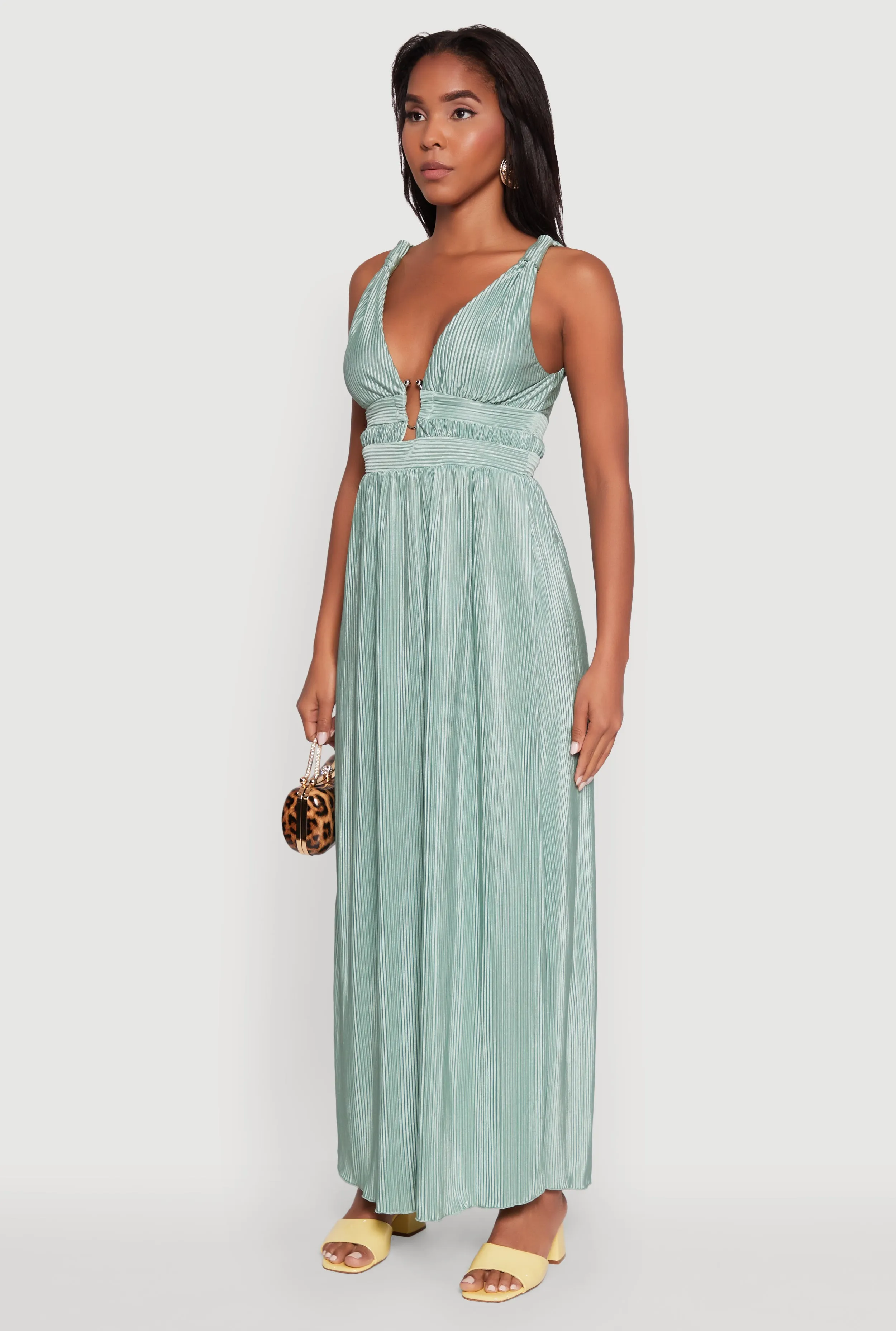 Elegant Sleeveless Plisse Empire Waist Dress Sunrise Bay