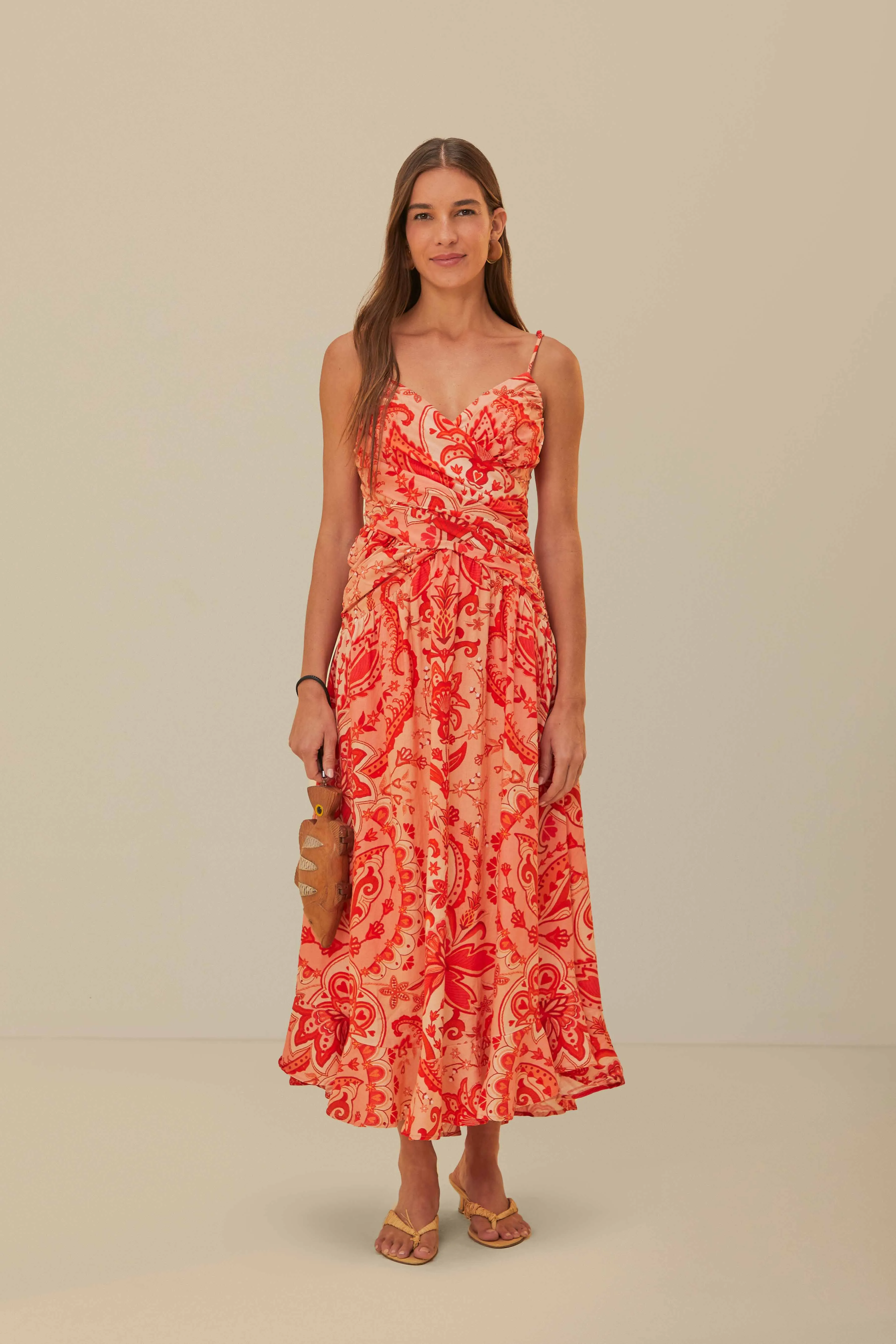 Red Jaipur Crossover Maxi Dress Wood Path