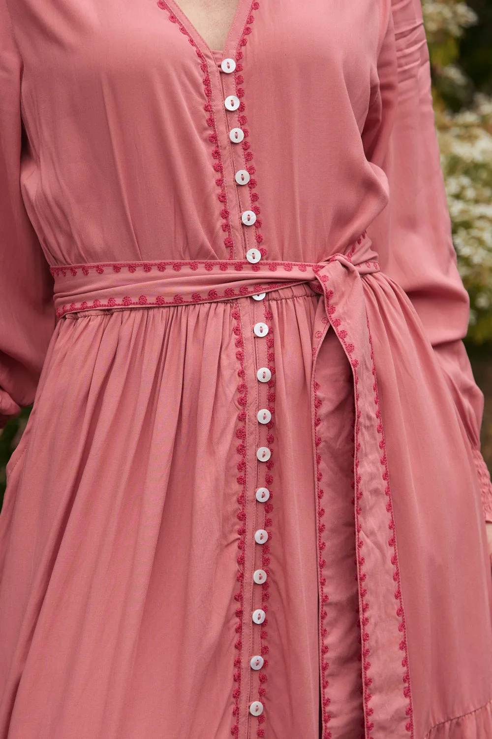 Mountain Day Joy Soul Savelle Embroidered Dress in Earth