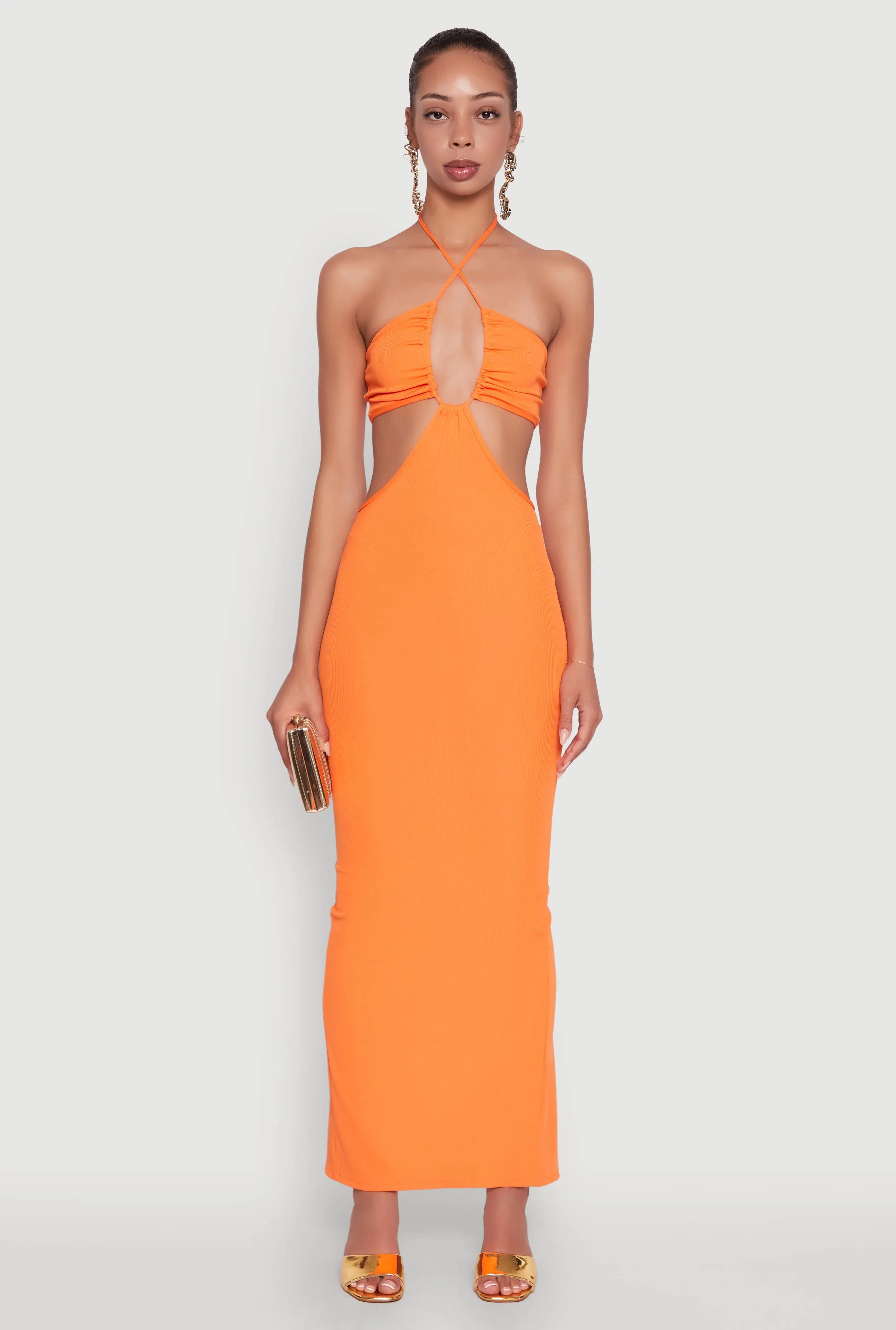 Stylish Ribbed Knit Keyhole Halter Sundress The lightweight fabric of this dress ensures it is breathable and comfortable in any weather Elegant dress for brunch
