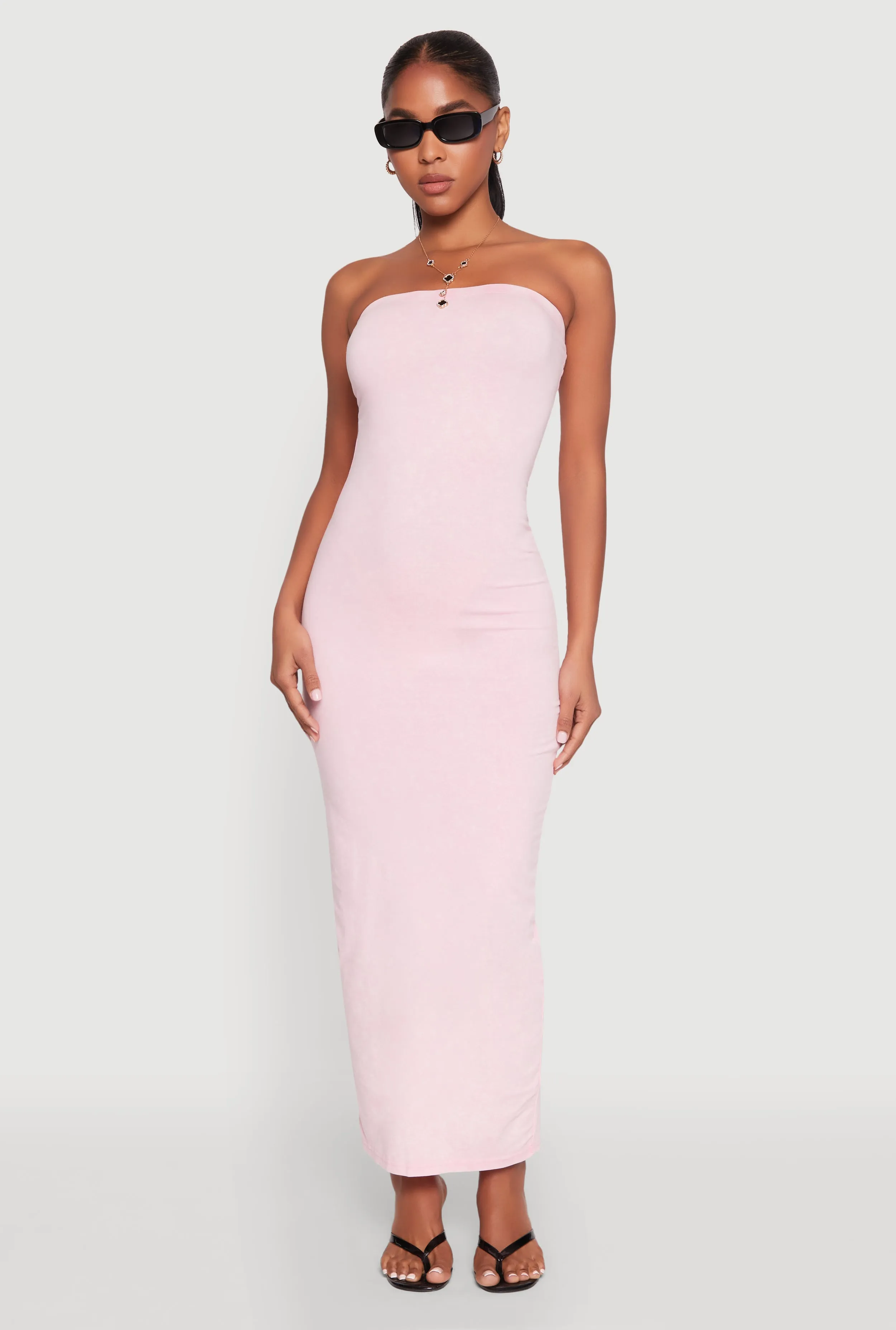 This dress is a versatile option that can be styled in many different ways Candle Glow Daisy Mineral Wash Maxi Tube Dress