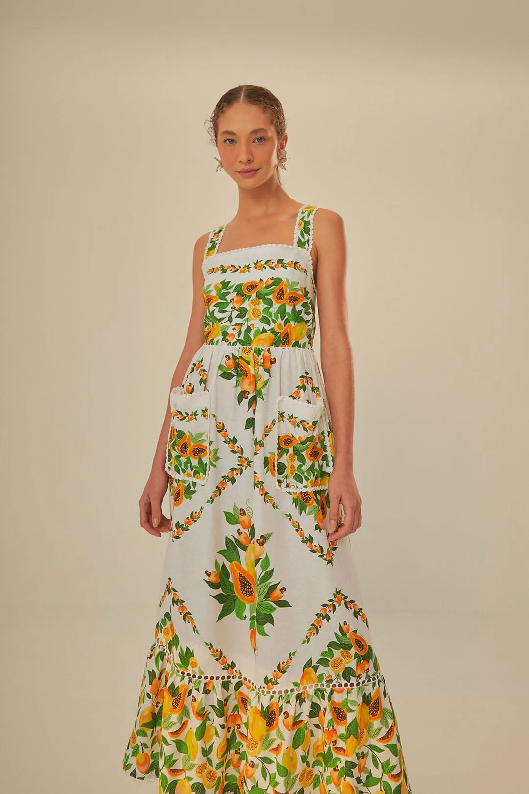 Desert Glow Off-White Papaya Salad Scarf LENZING? ECOVERO? Euroflax? Maxi Dress