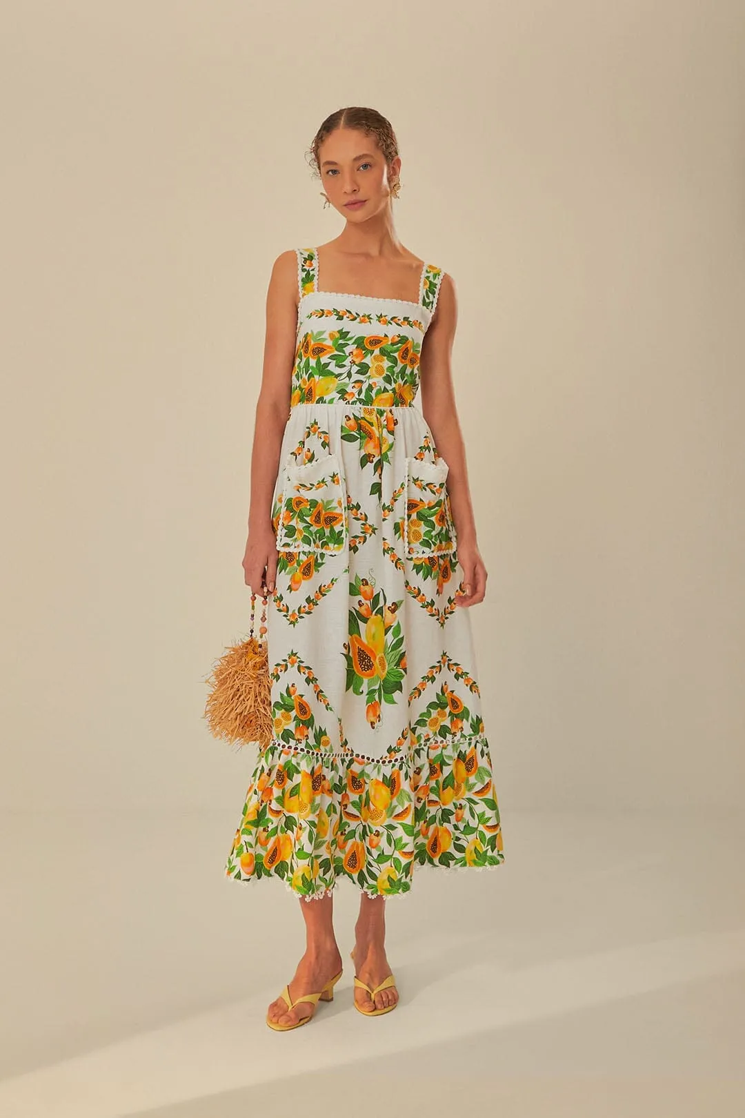 Off-White Papaya Salad Scarf LENZING? ECOVERO? Euroflax? Maxi Dress Stage Ready