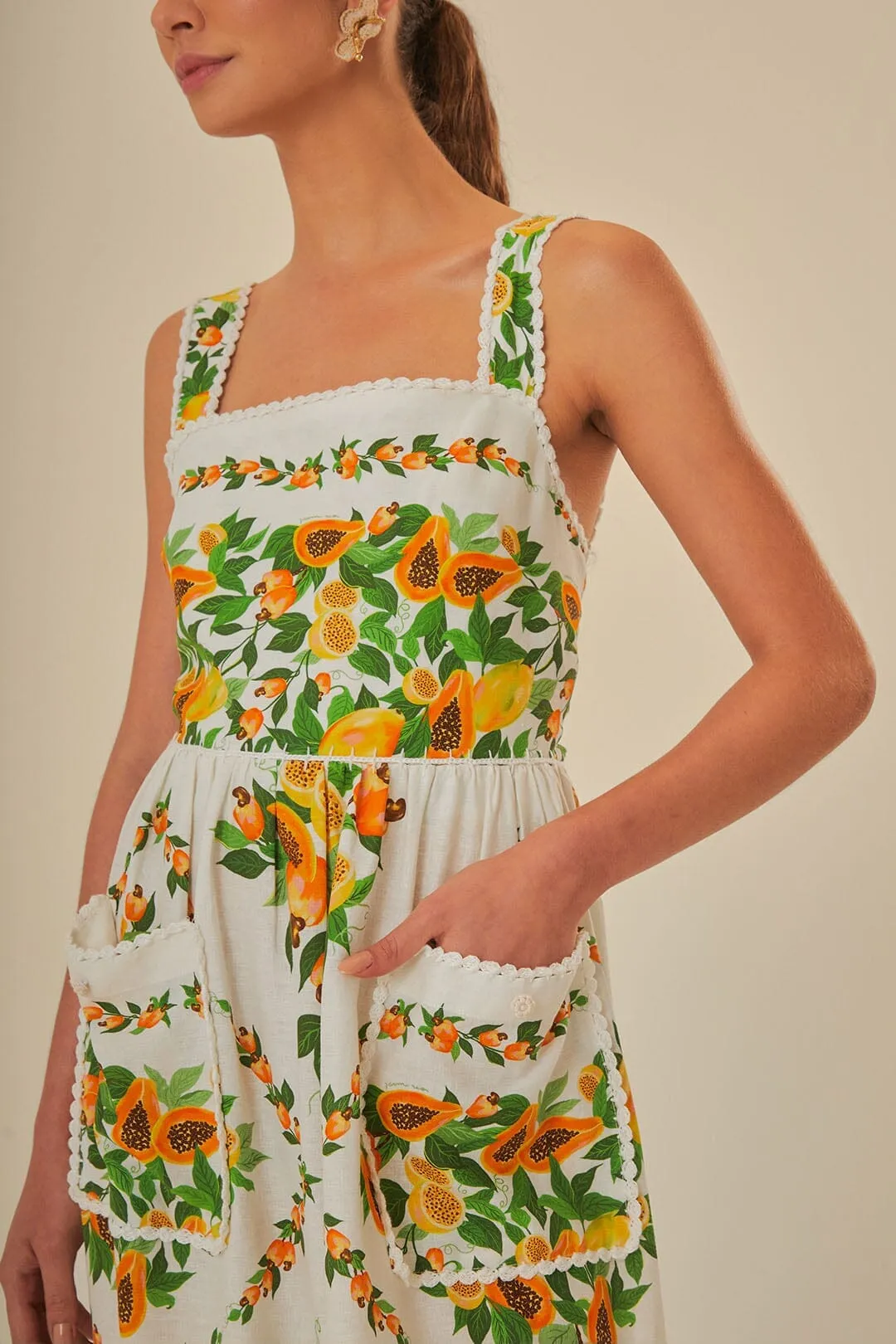 Off-White Papaya Salad Scarf LENZING? ECOVERO? Euroflax? Maxi Dress Net Glow Light and airy dress