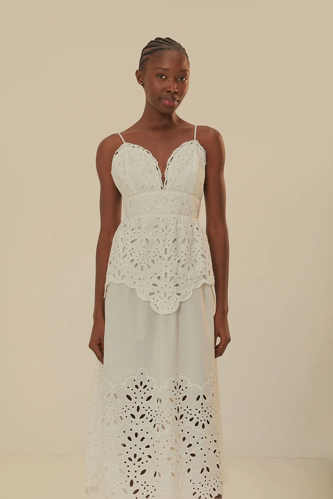 Canvas Soft White Laise Sleeveless Maxi Dress