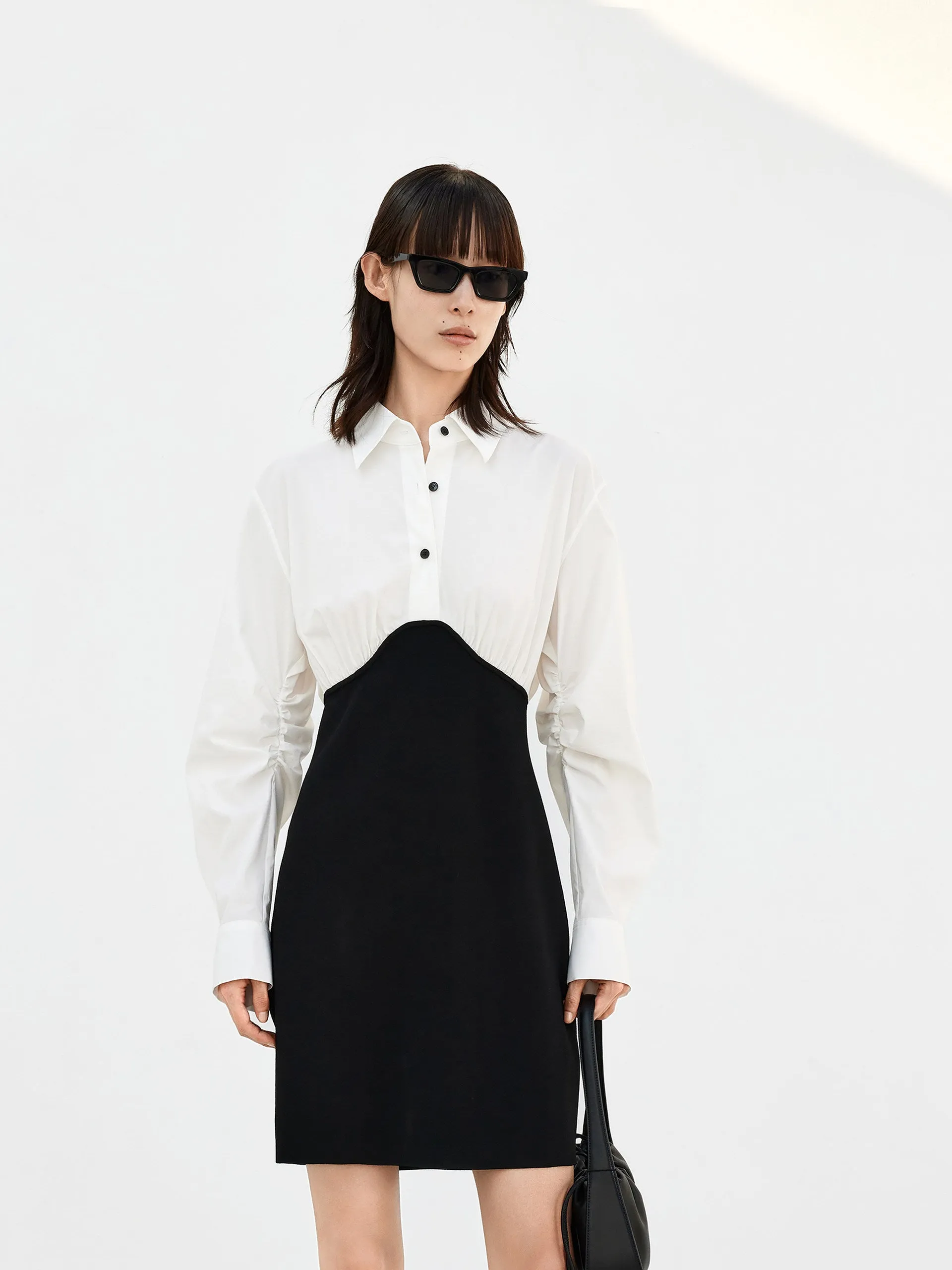 Panelled Mini Shirt Dress Planet View Casual yet elegant dress