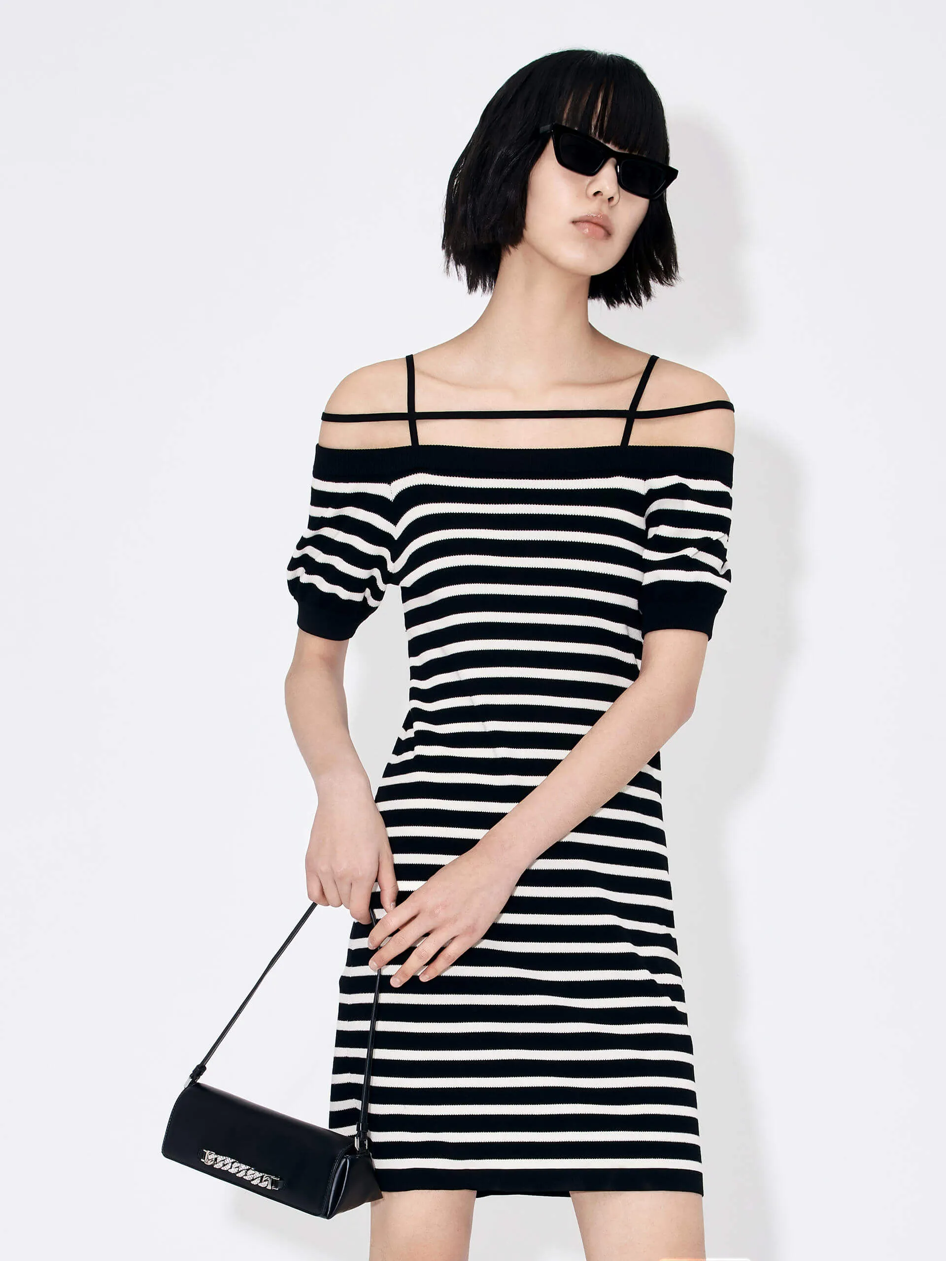 Strap Details Striped Dress City Mode