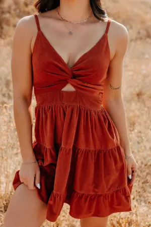 Comfortable work-to-play dress Country Things Sleeveless Corduroy Mini Dress (Terracota)