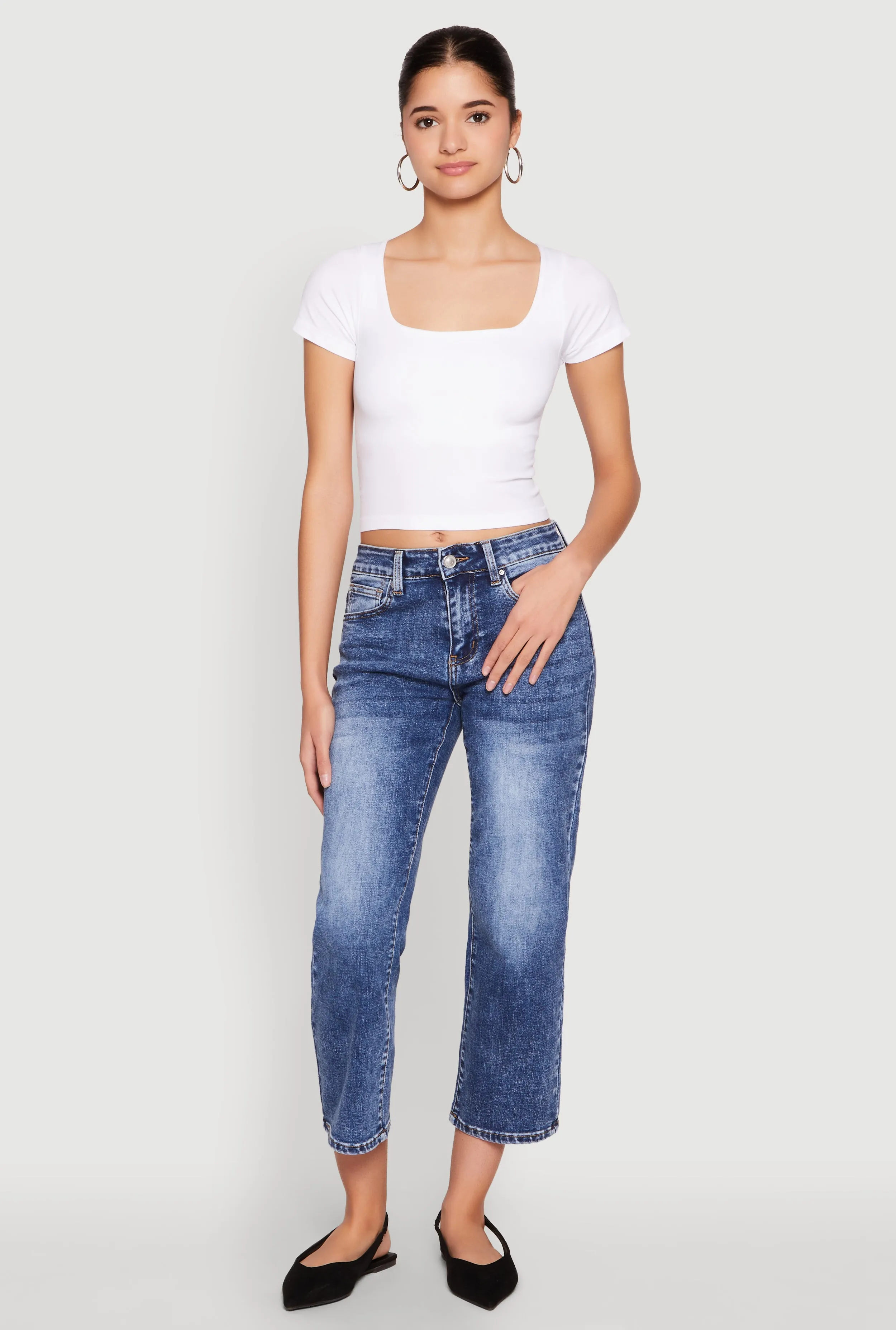 Seamless Square Neck Crop Top Recycled Polyester Blend City Outfit