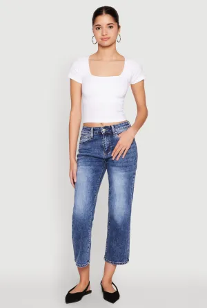 Seamless Square Neck Crop Top Recycled Polyester Blend City Outfit