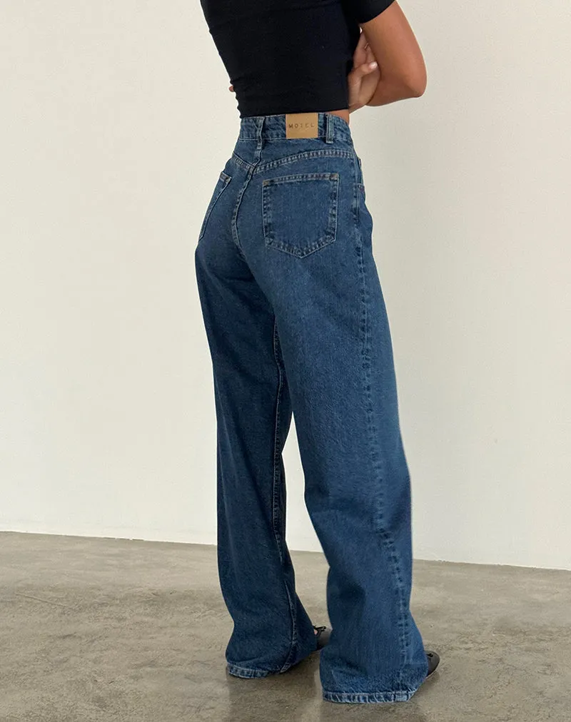 Roomy Extra Wide Jeans in Mid Blue Used Fashion Core Play Mode