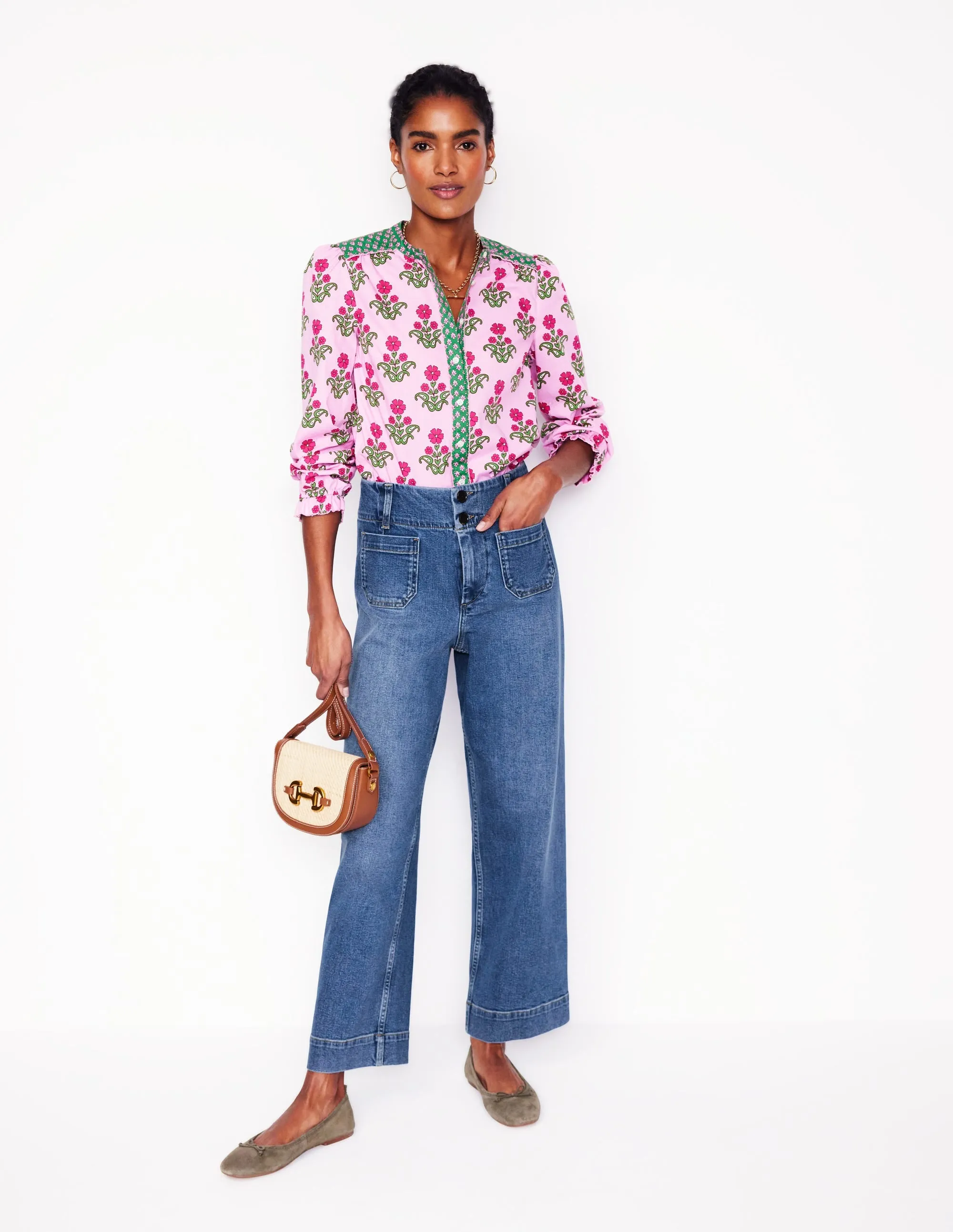 Casual Friday Elegant Casual Primrose Patch Pocket Jeans-Light Vintage