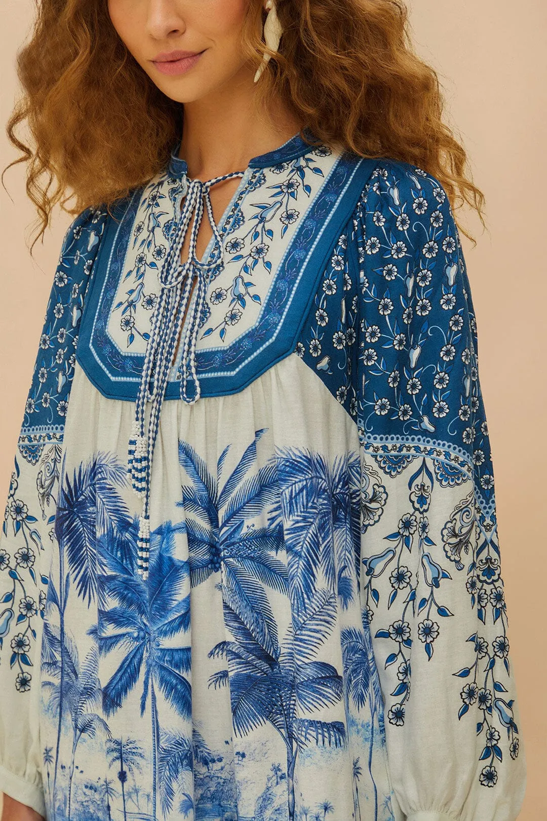 Day To Night Ready Now Off-White Palm Tree Beach Mini Dress