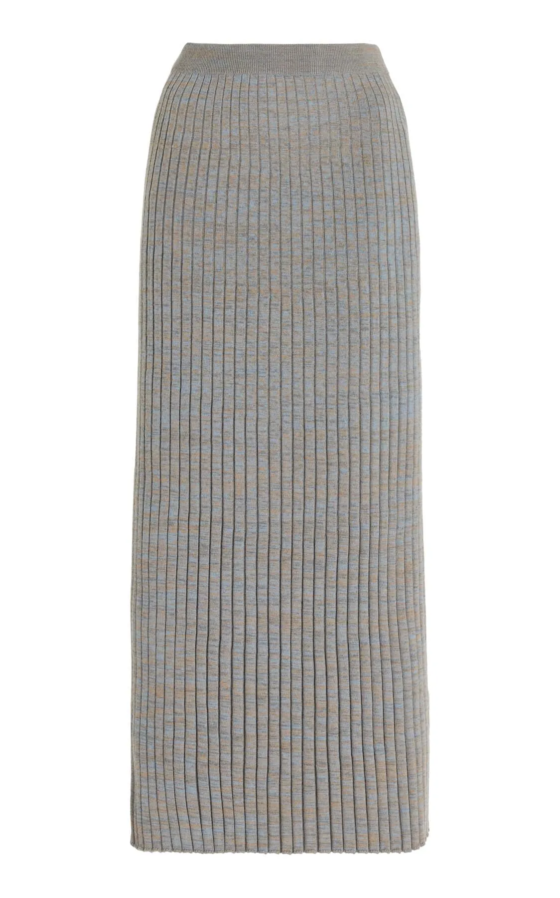 Opaque Tone Conti Knit Midi Skirt in Light Blue Melange Cashmere