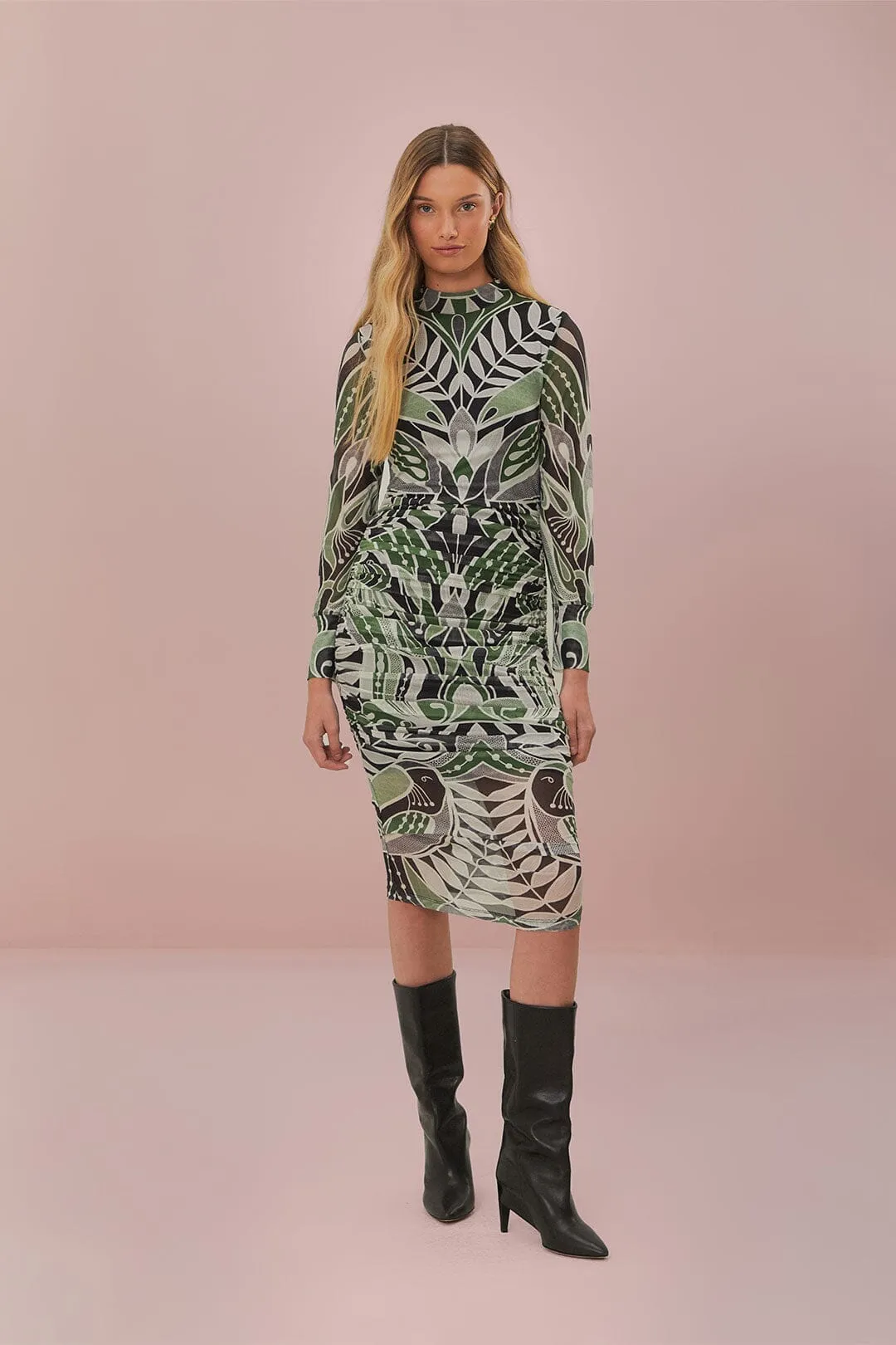 Black Lace Nature Tulle Midi Dress Scandi Clean