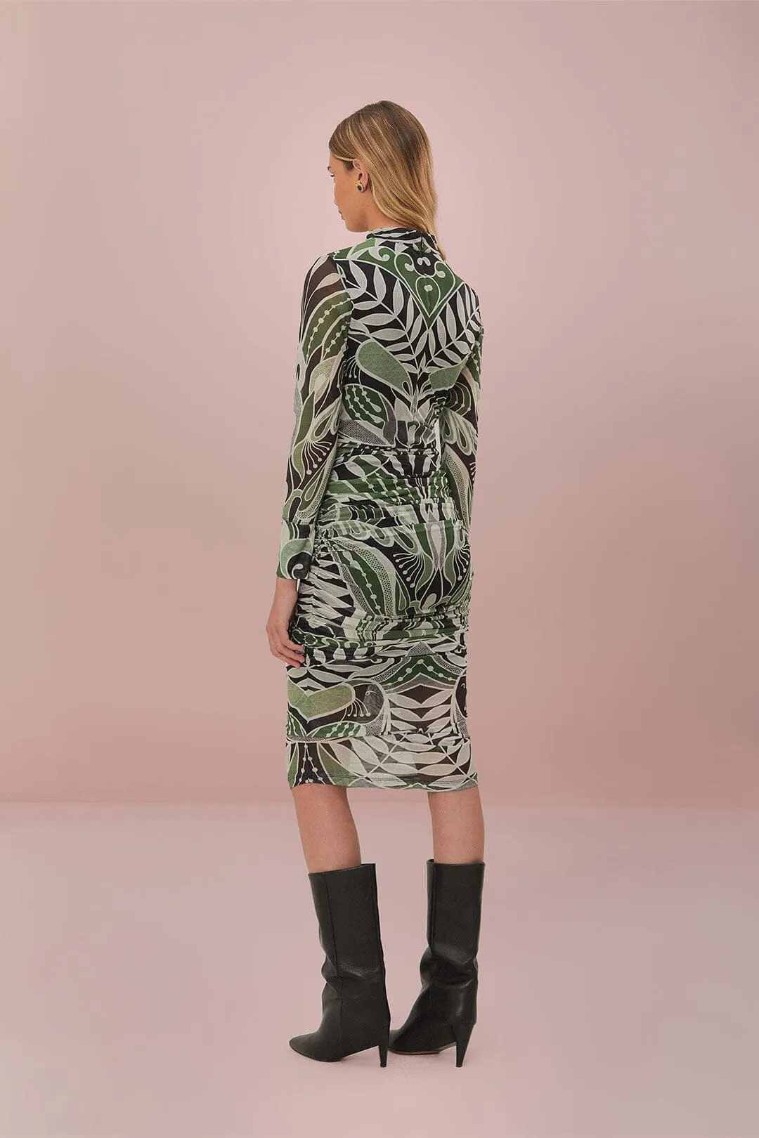 Road Trip Black Lace Nature Tulle Midi Dress